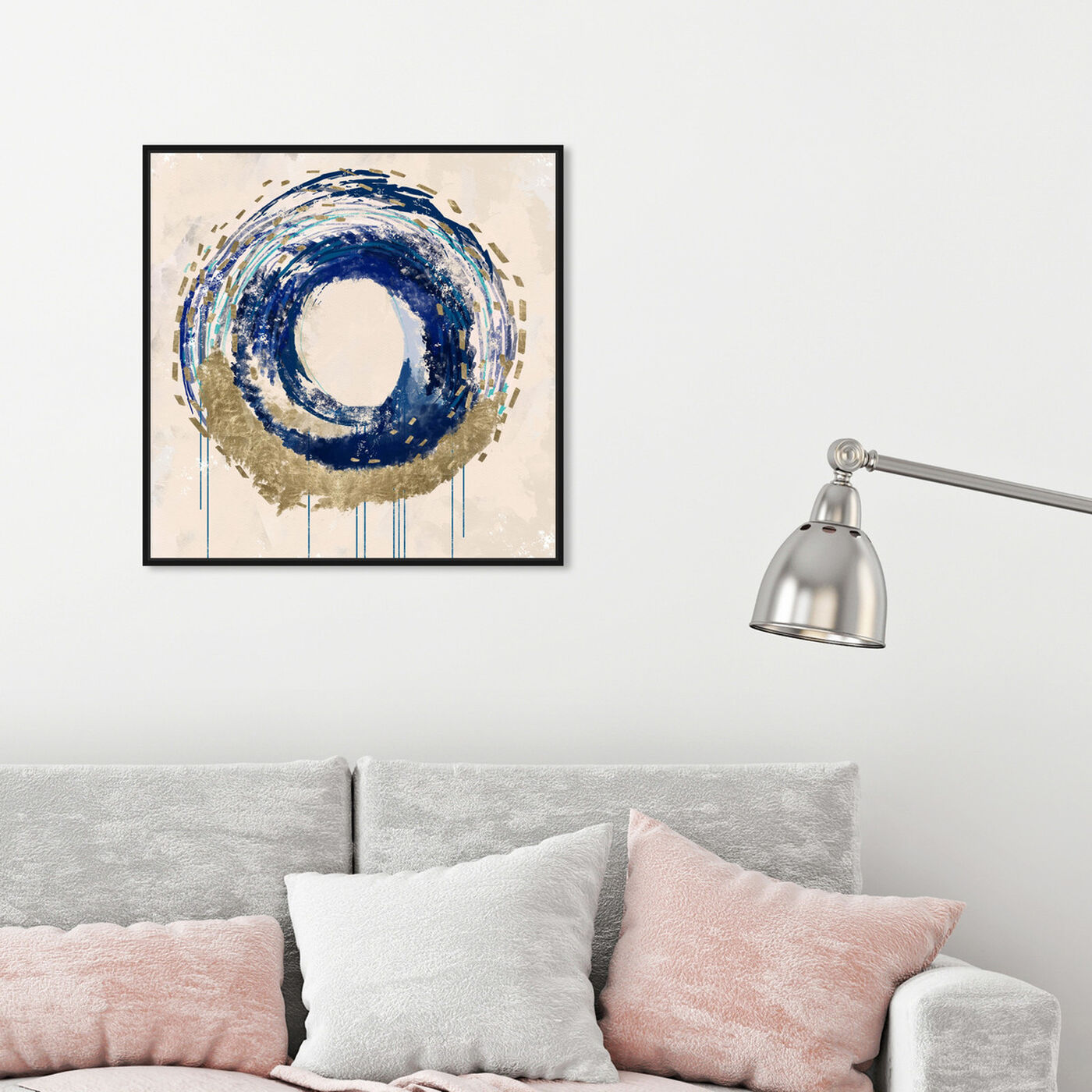 Hanging view of Circular Movement featuring abstract and shapes art.