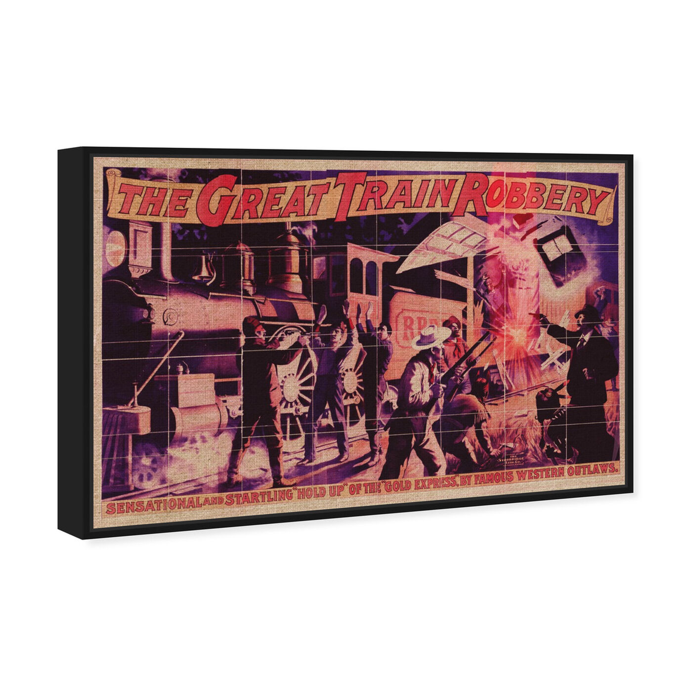 Angled view of Great Train Robbery featuring advertising and posters art.