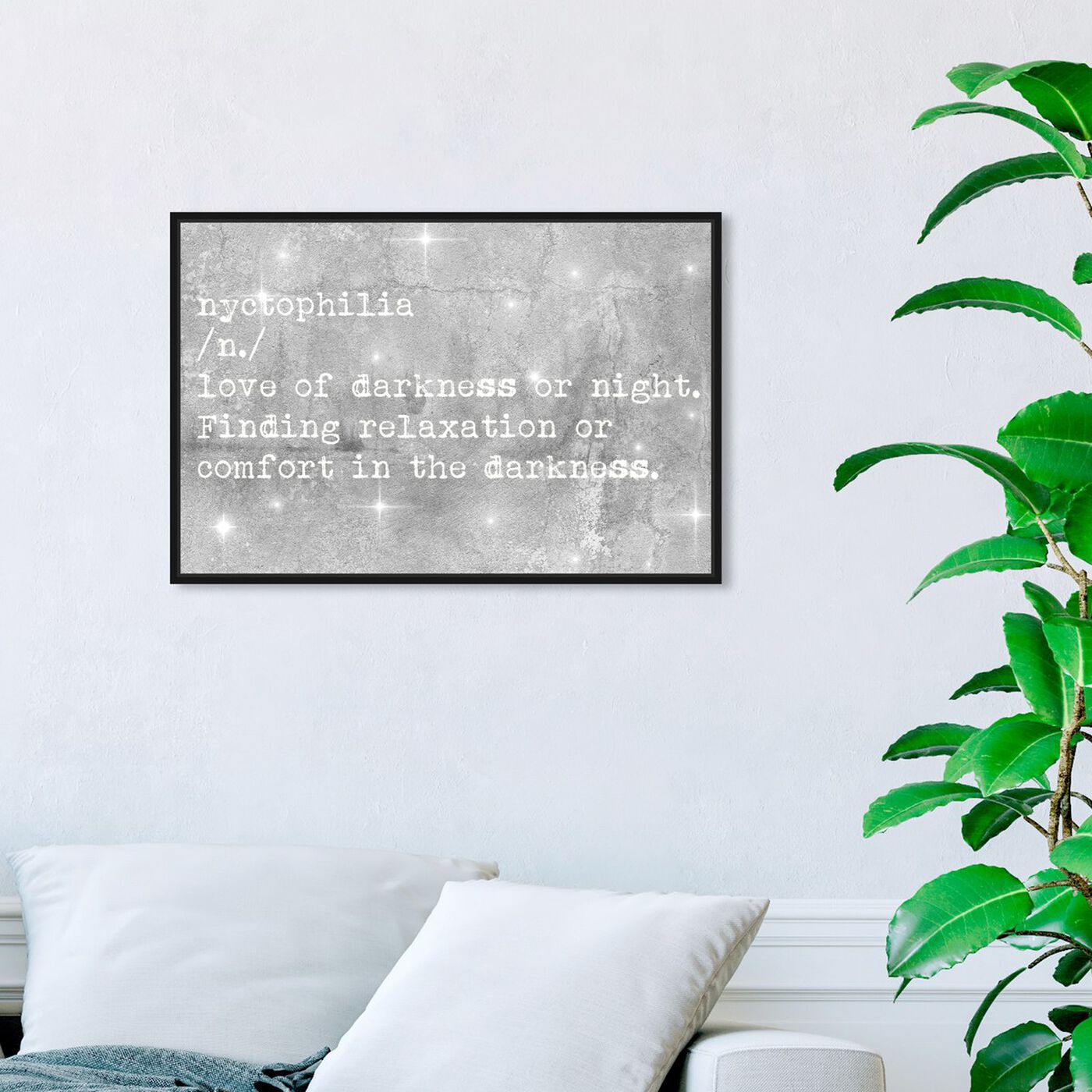 Hanging view of Nychtophilia featuring typography and quotes and quotes and sayings art.