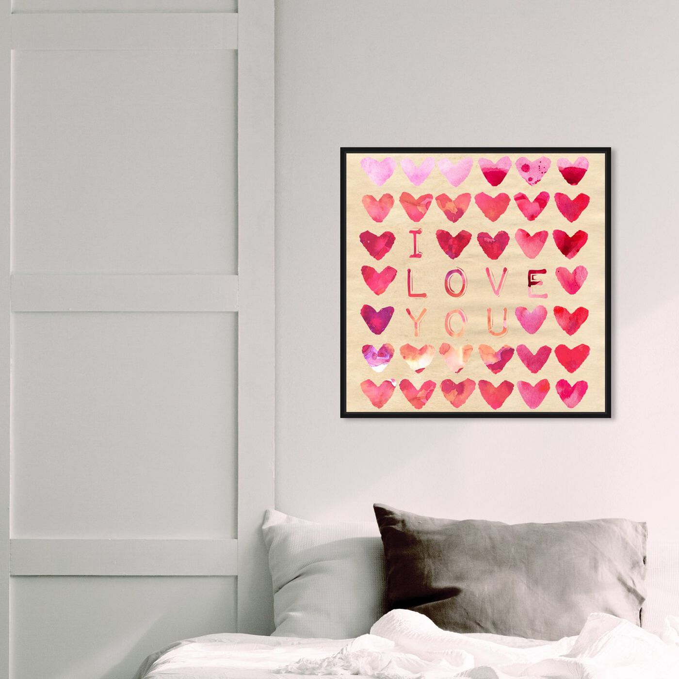 Hanging view of I Love You featuring typography and quotes and love quotes and sayings art.