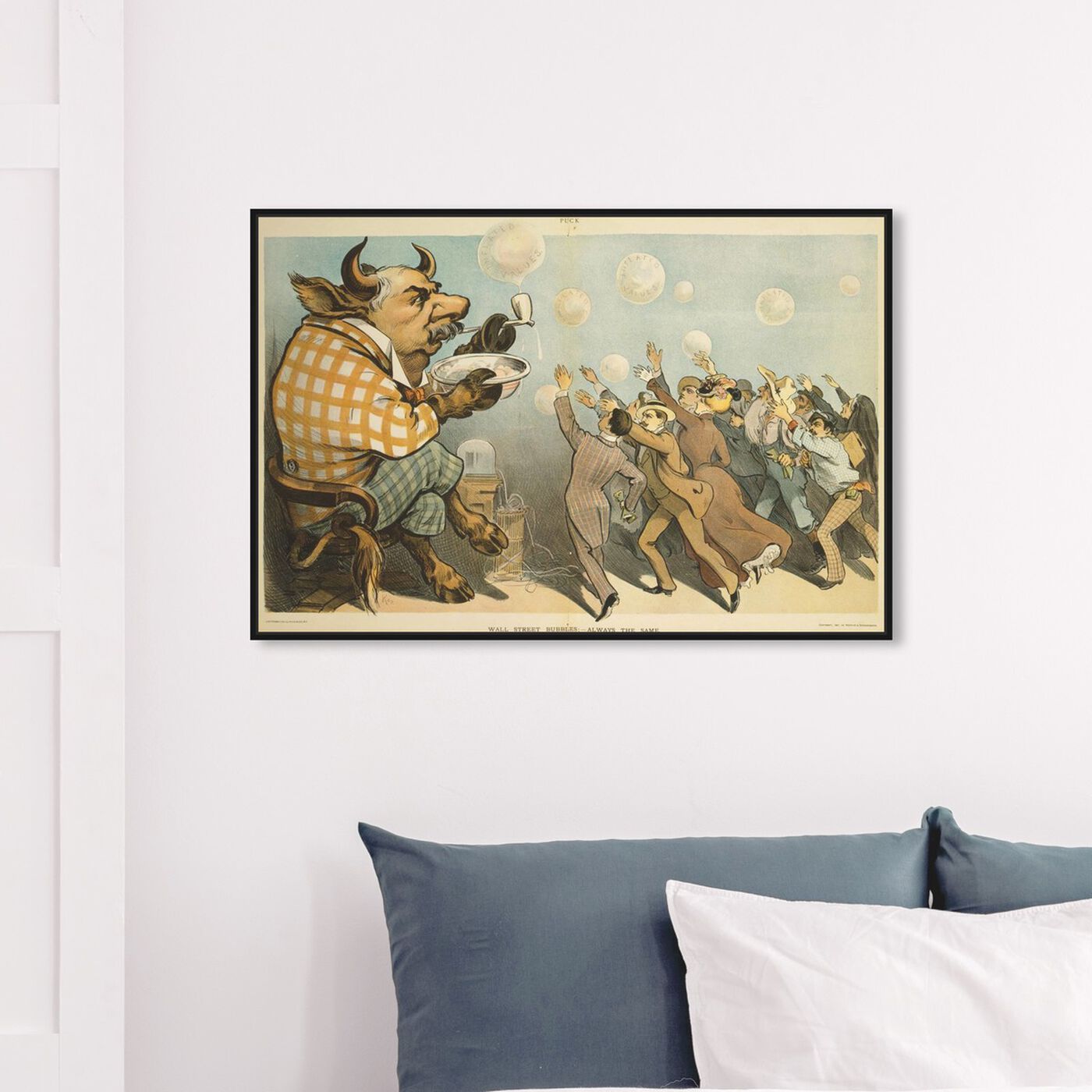 Hanging view of Wall Street Bubbles featuring classic and figurative and modern classic art.