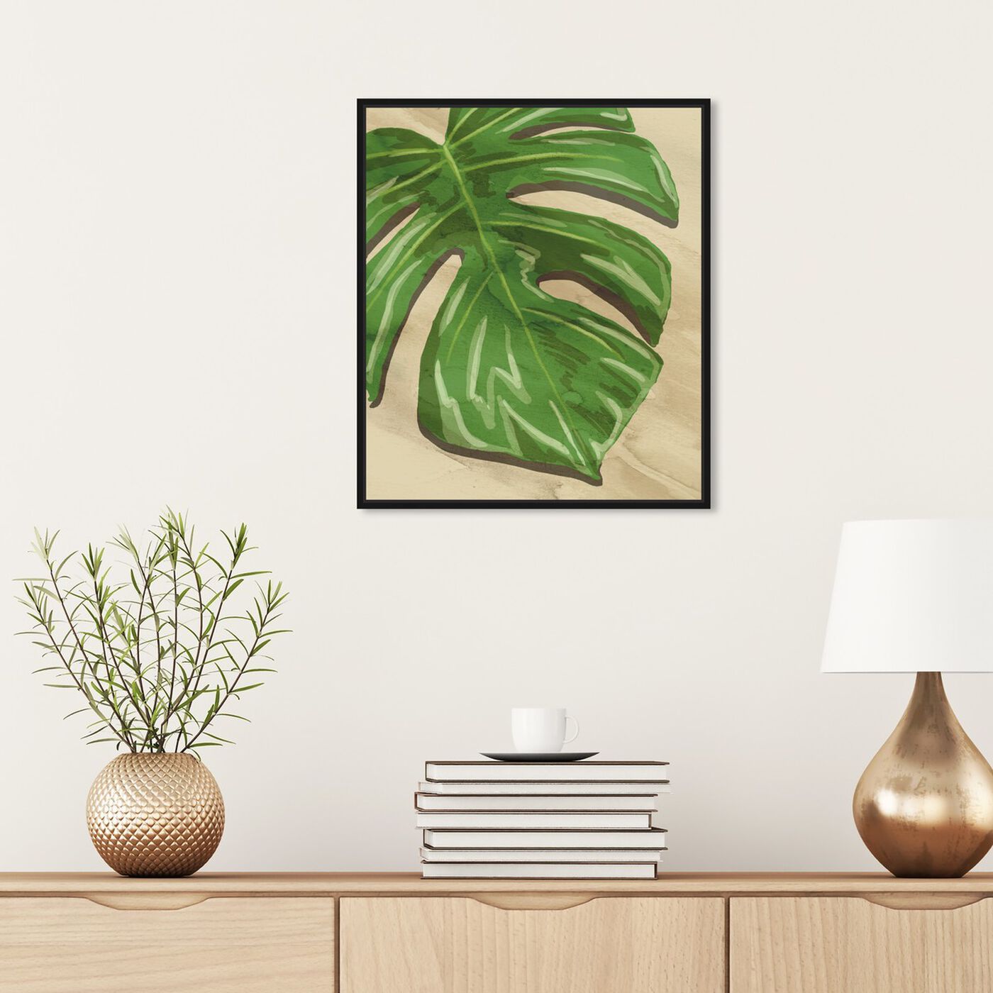 Hanging view of Neutral Leaves I featuring floral and botanical and botanicals art.