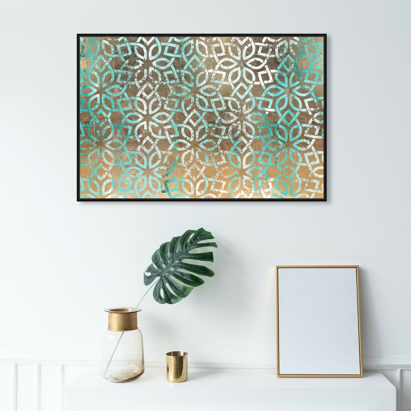 Hanging view of Regal Jade Lattice featuring abstract and patterns art.