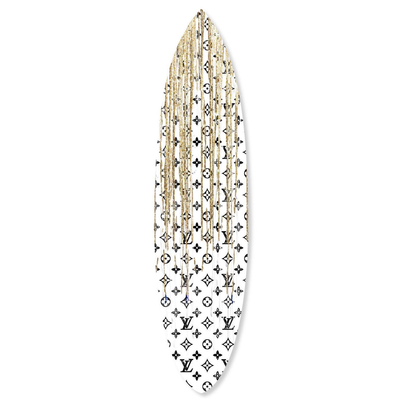 Pop Art Drip Gold Surfboard  Fashion and Glam Wall Art by The Oliver Gal