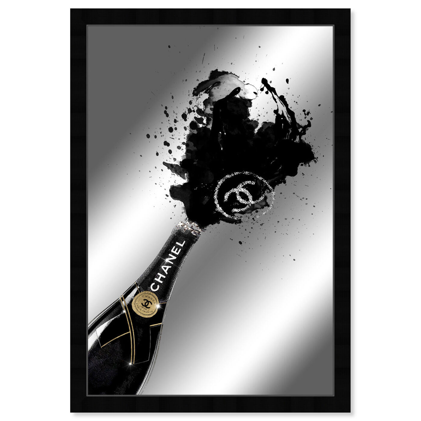 Front view of Noir Champagne Mirror featuring fashion and glam and lifestyle art.