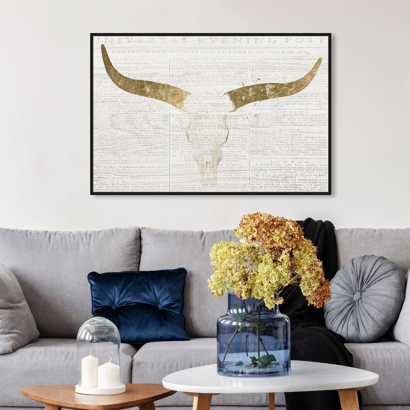 Hanging view of Evening Desert Skull featuring animals and farm animals art.