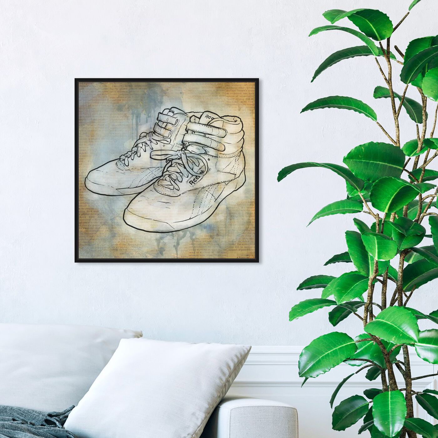 Hanging view of Classic Kicks featuring fashion and glam and shoes art.