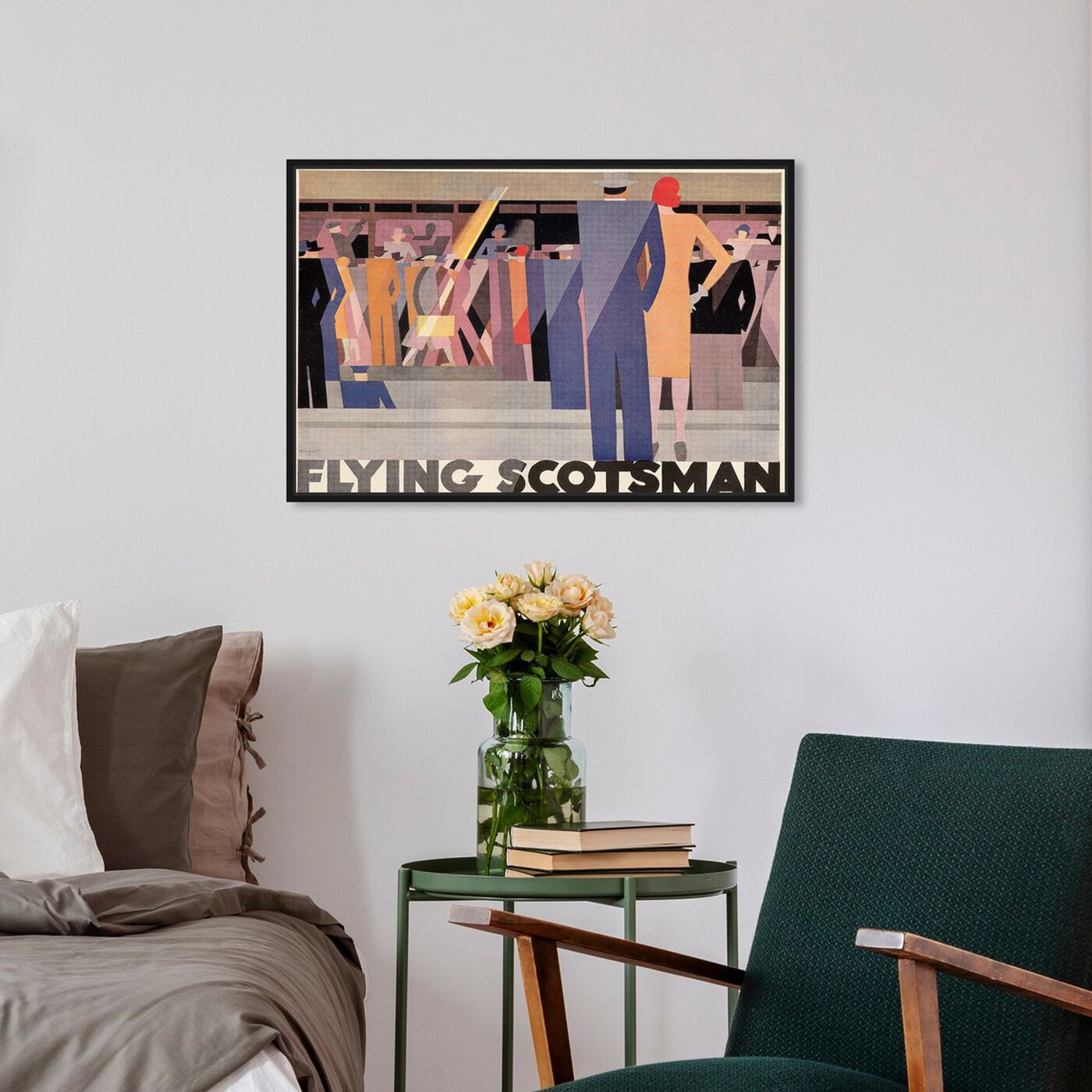 Hanging view of Flying Scotsman featuring advertising and posters art.