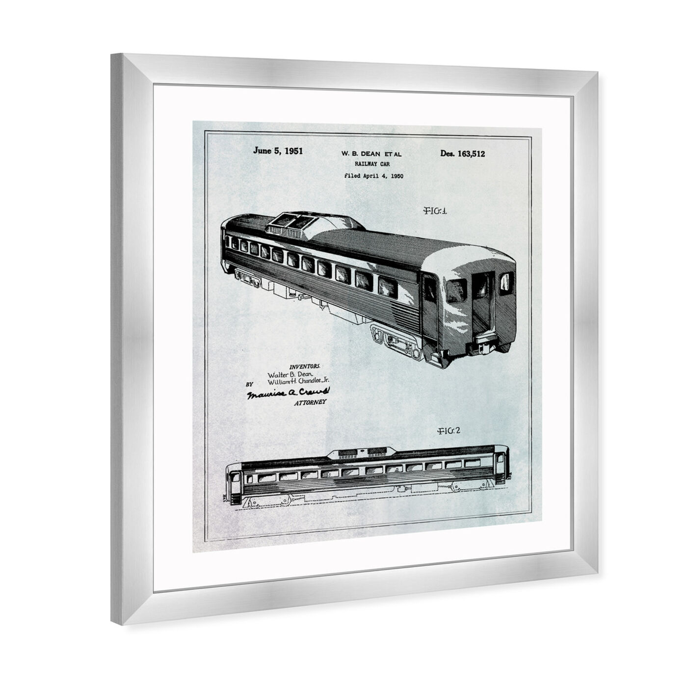 Angled view of Railway Car 1951 featuring transportation and trains art.