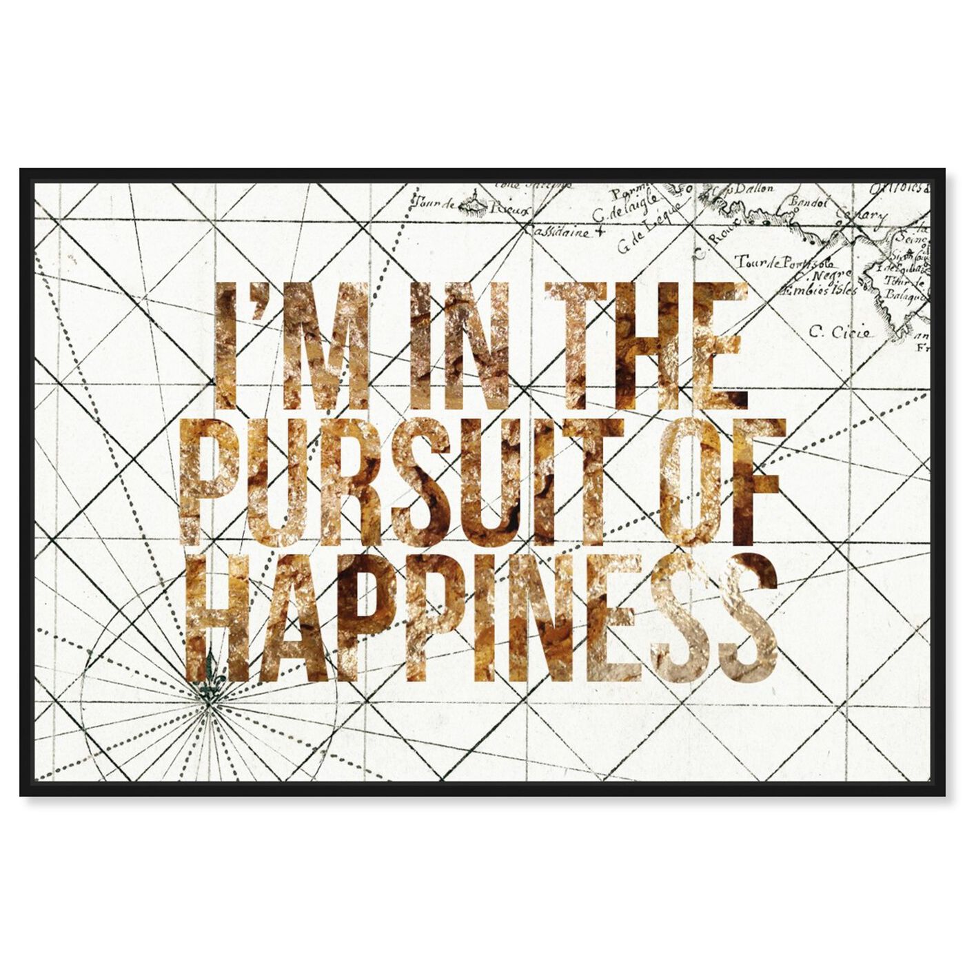 Front view of Pursuit of Happiness featuring typography and quotes and inspirational quotes and sayings art.