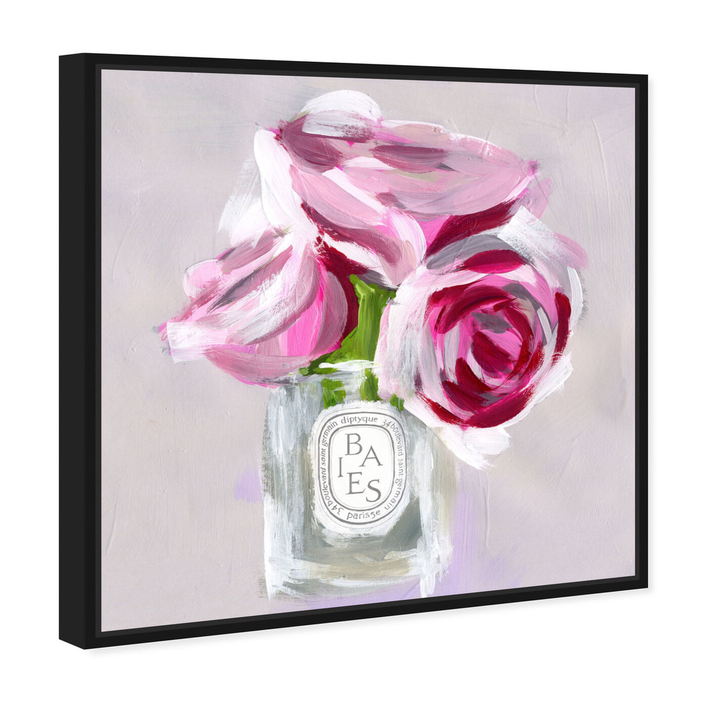 Angled view of Rose Candle featuring floral and botanical and florals art.