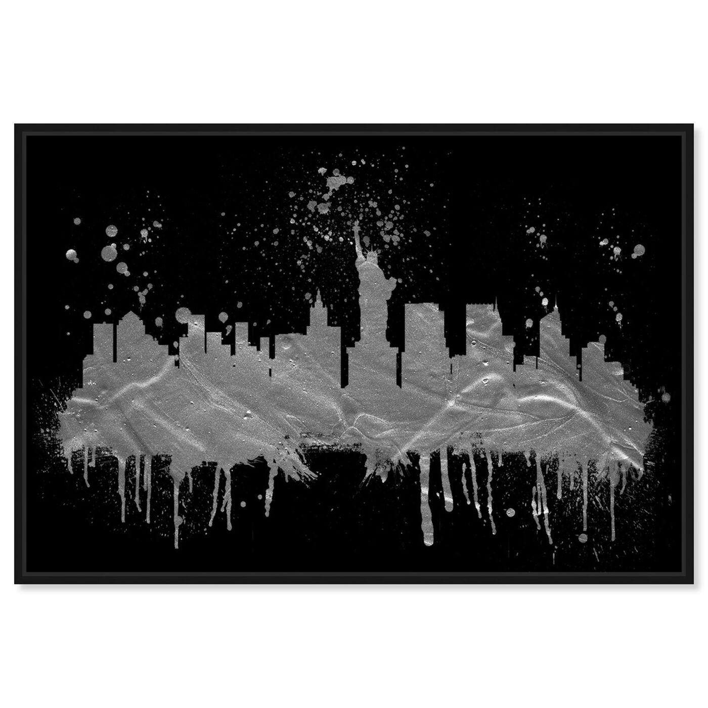 Front view of New York Skyline Silver featuring cities and skylines and united states cities art.