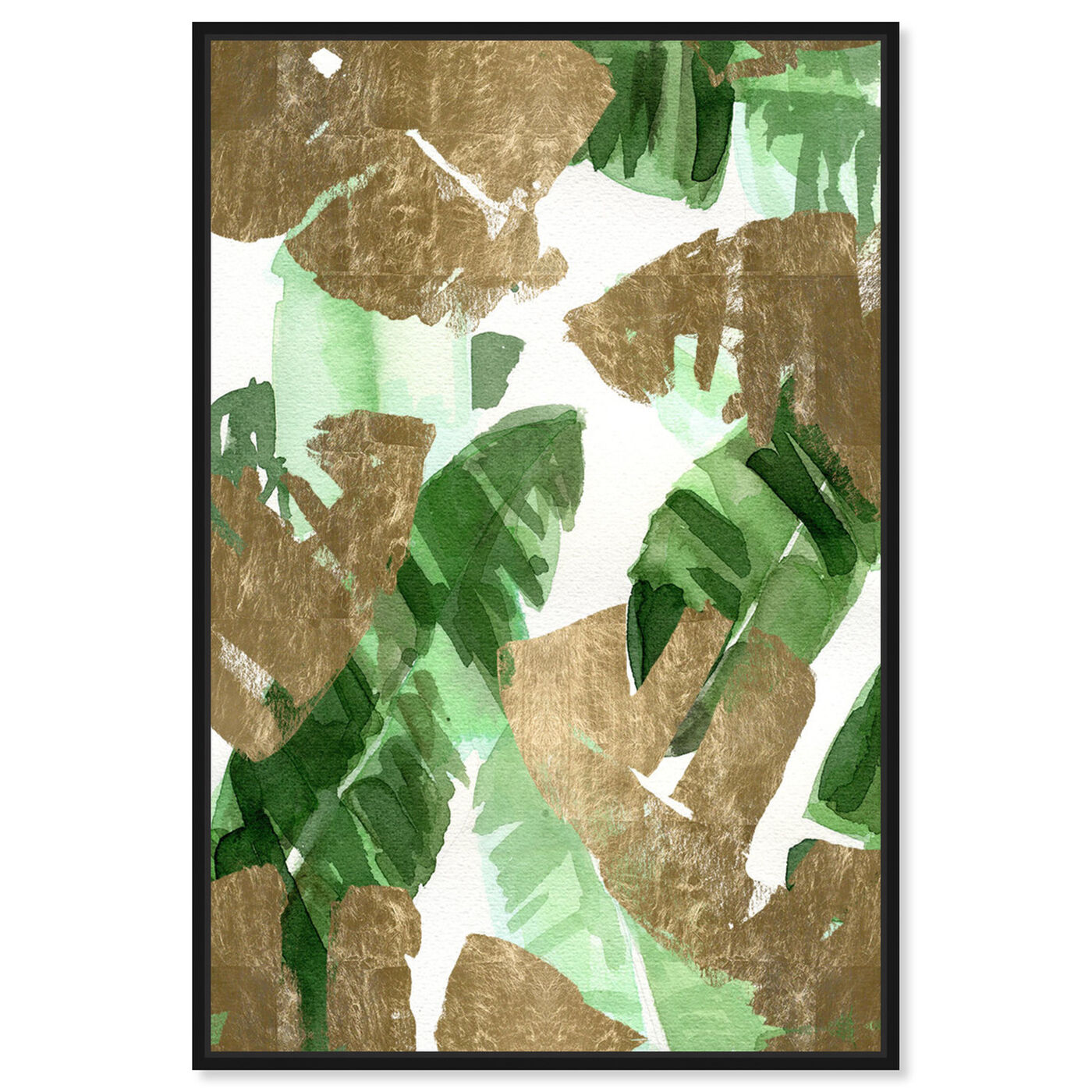 Front view of Tropical Leaves Gold featuring floral and botanical and botanicals art.
