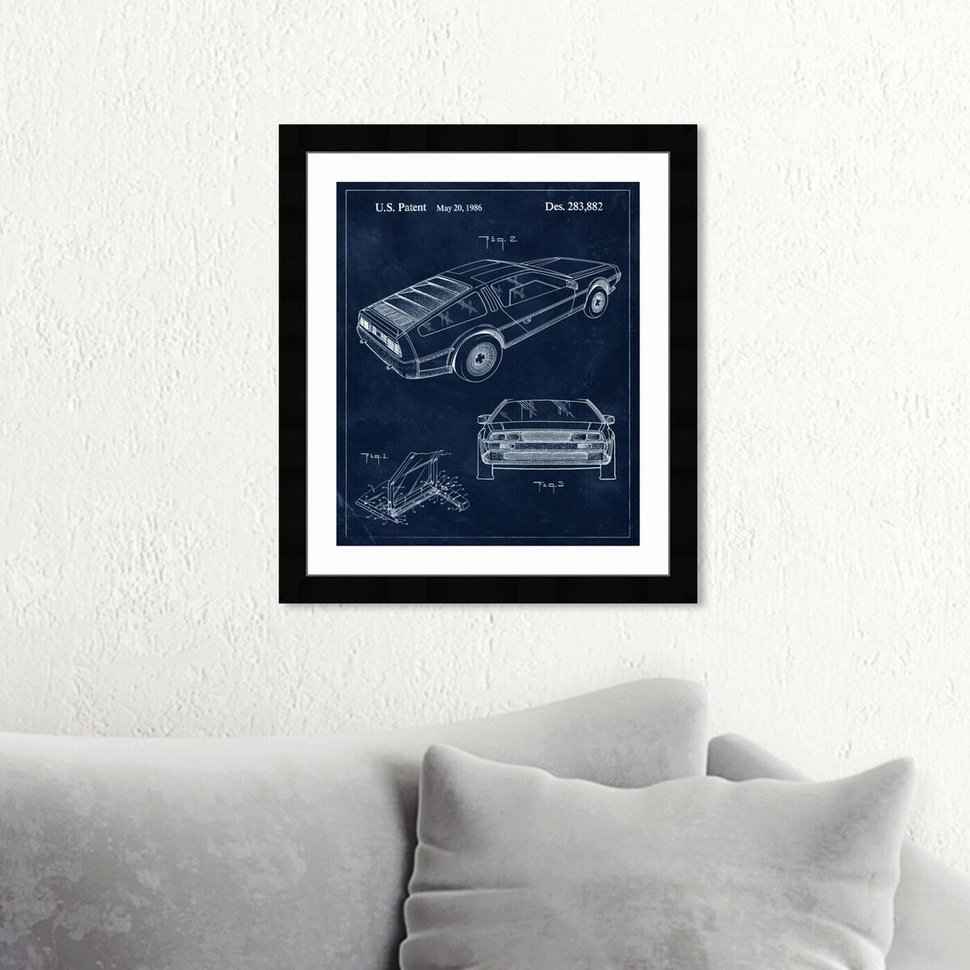 Hanging view of Delorean, 1986 II featuring transportation and automobiles art.