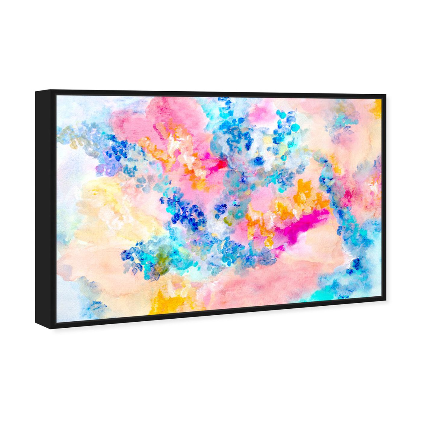 Angled view of Rainbow Tint Florals featuring abstract and watercolor art.