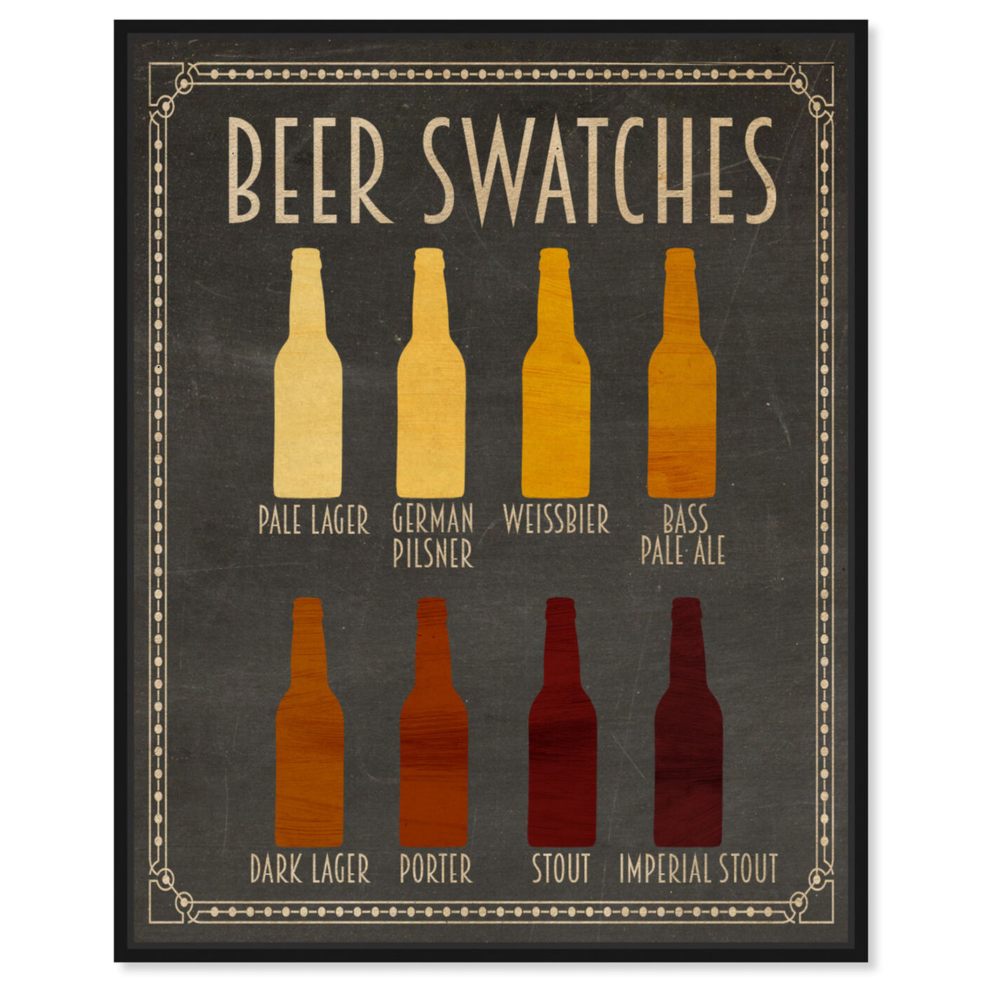 Front view of Beer Swatches featuring drinks and spirits and beer art.