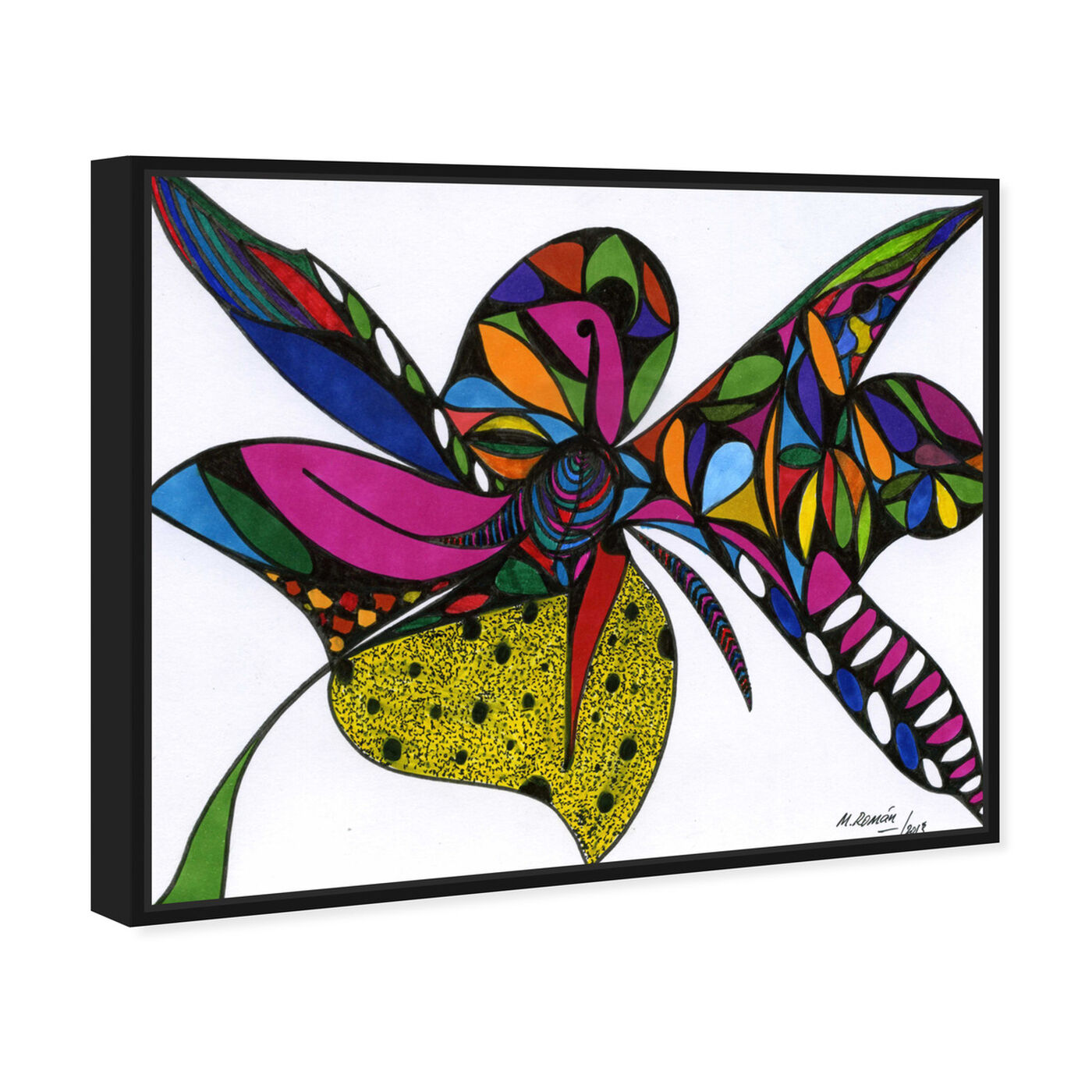 Angled view of Wild Orchid featuring abstract and shapes art.