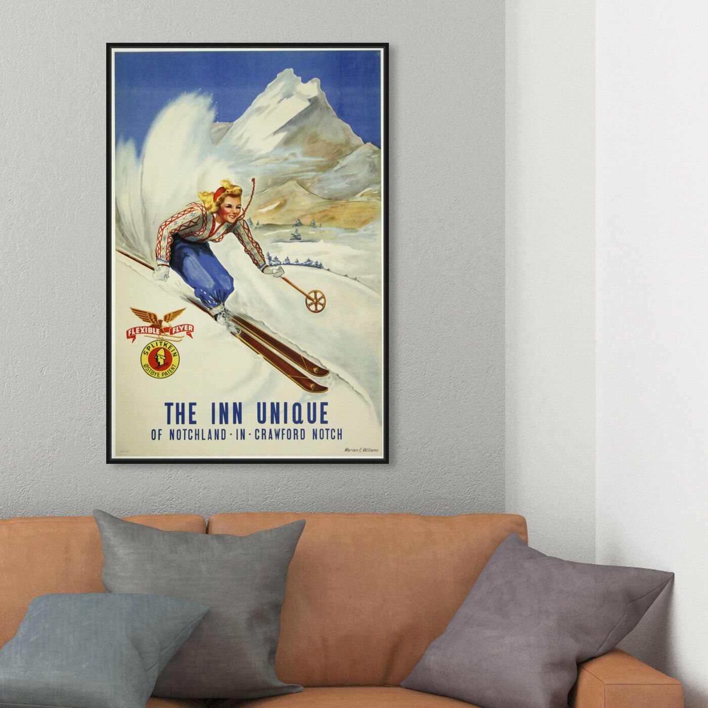 Hanging view of The Inn Unique featuring sports and teams and skiing art.