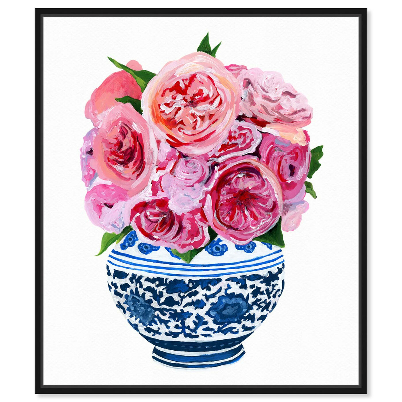 Front view of Peonie Vase I featuring floral and botanical and florals art.