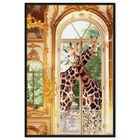 Front view of Giraffes Joined For Breakfast featuring animals and zoo and wild animals art. image number null