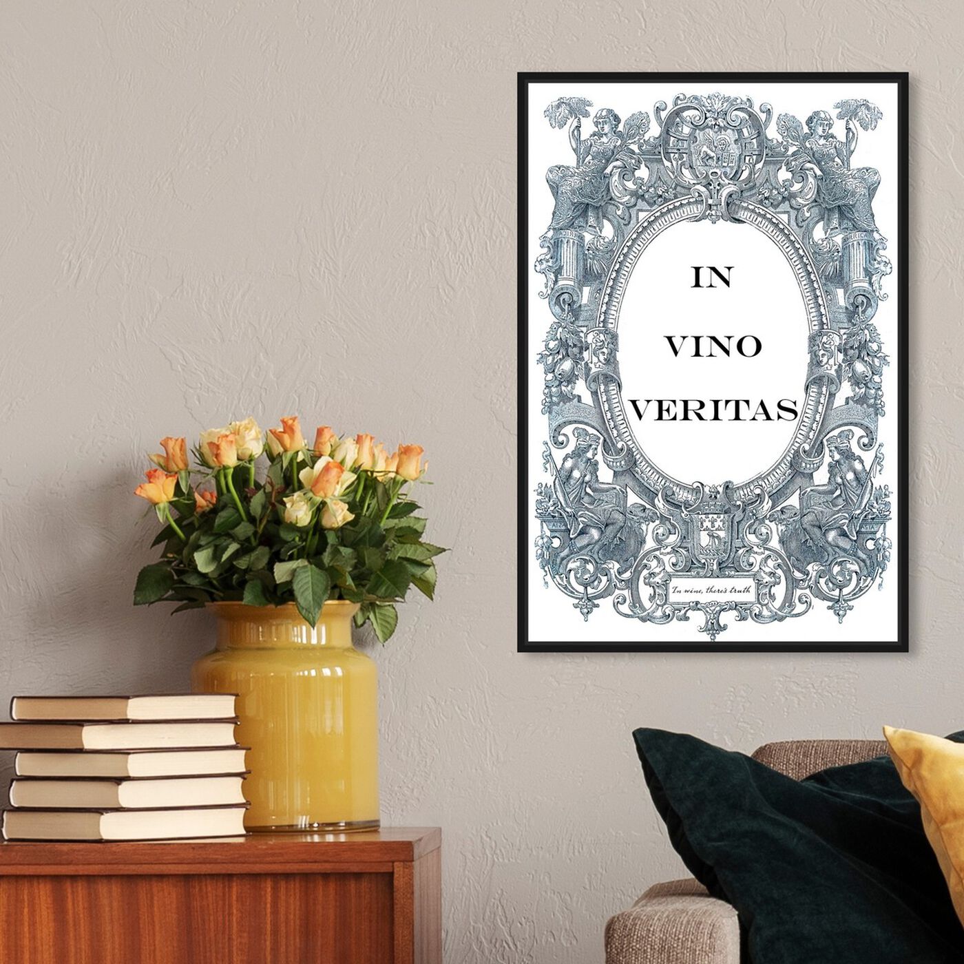 Hanging view of In Wine There's Truth featuring typography and quotes and funny quotes and sayings art.