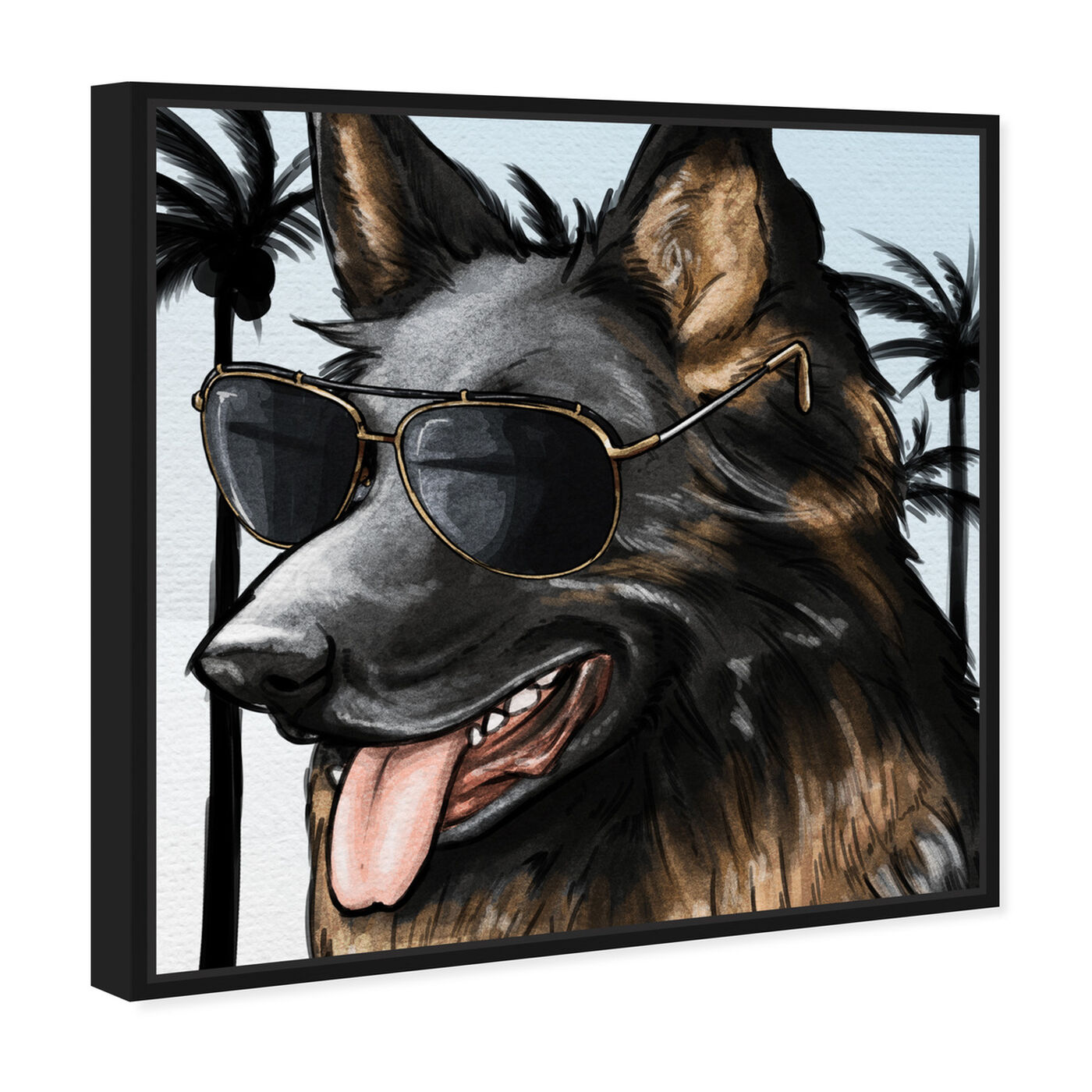 Angled view of German Shephard Palm Glam featuring animals and dogs and puppies art.