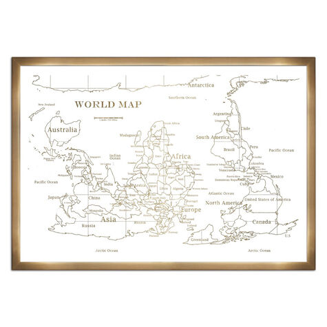 Upside-down Map of the World- Gold Metallic