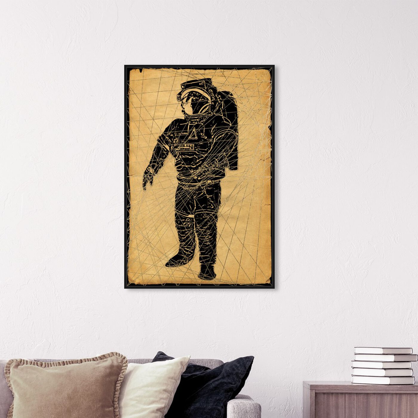 Hanging view of Spaceman Print featuring astronomy and space and astronaut art.