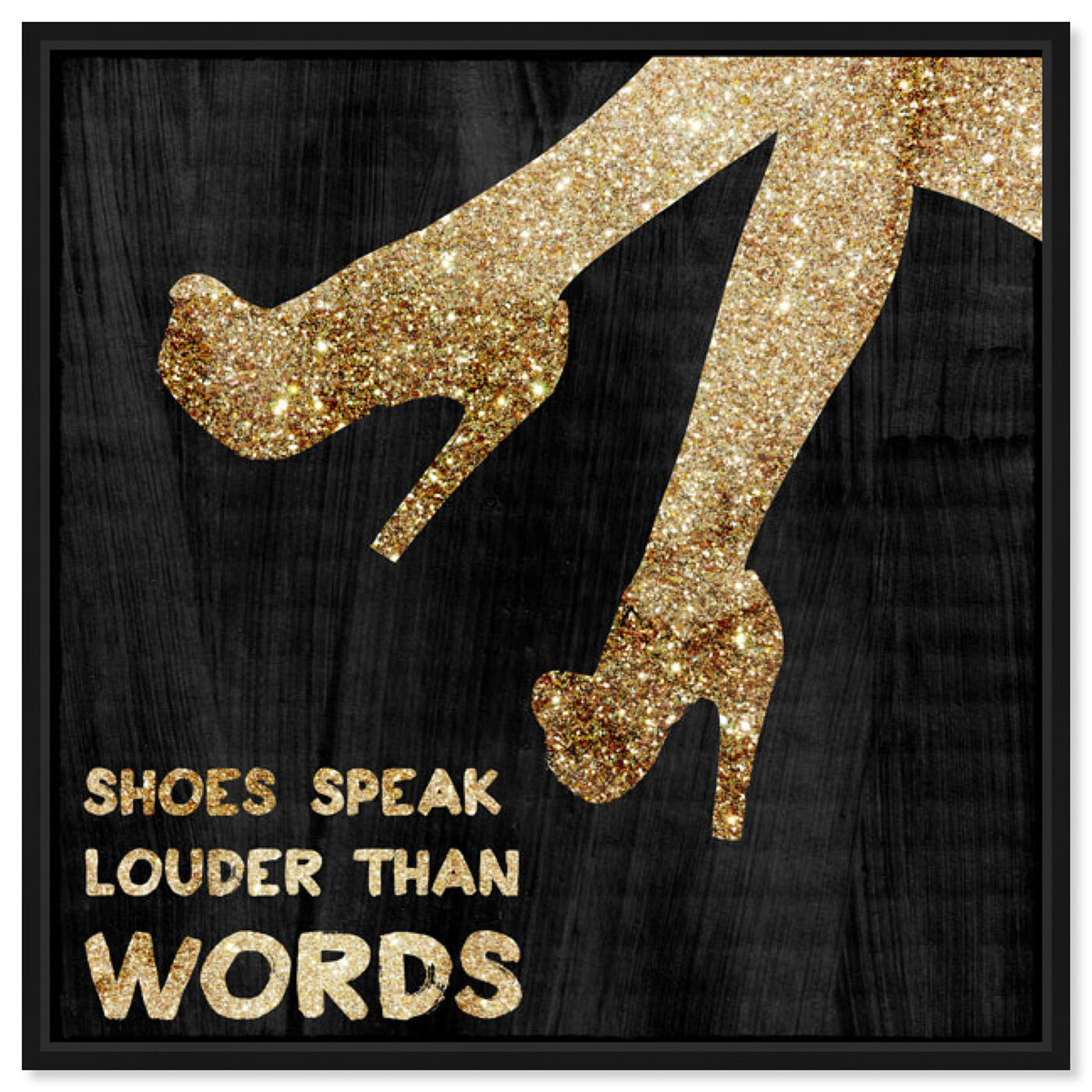 Front view of Gold Shoes Speak featuring fashion and glam and shoes art.