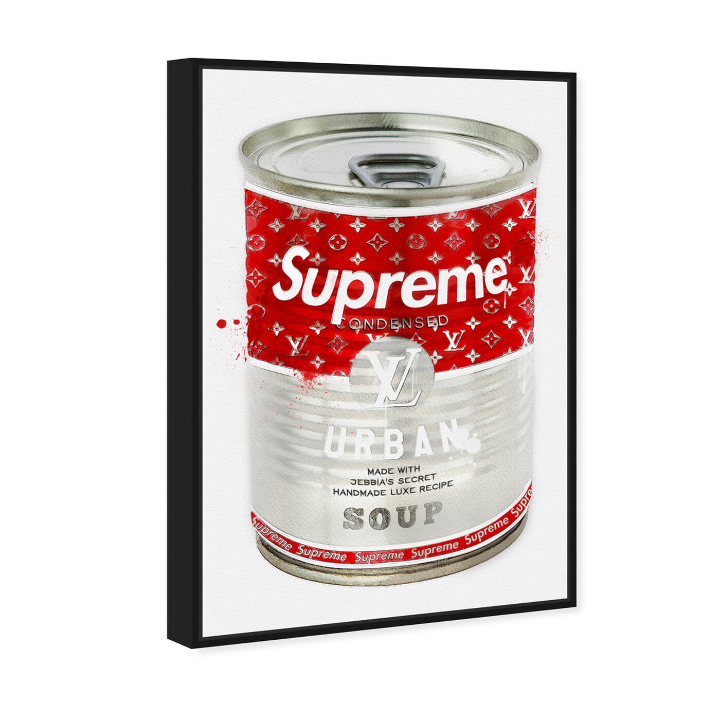Angled view of Urban Soup Can featuring fashion and glam and soup can art.