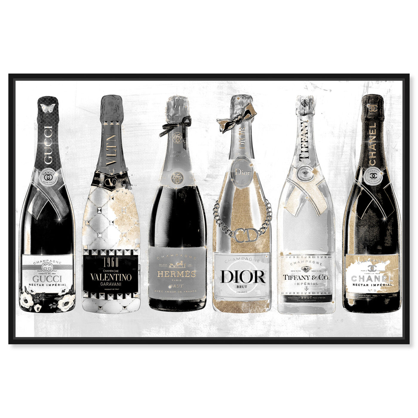 Oliver Gal Fashion Champagne Galore Day Framed Canvas Print Wall Art, 30in x 20in