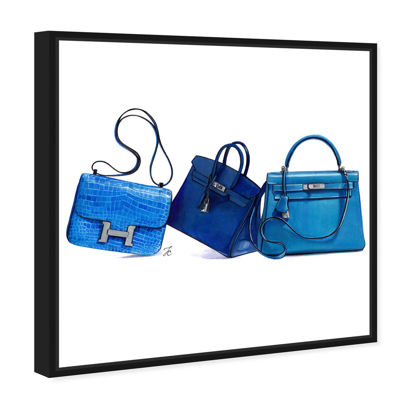 Angled view of Doll Memories - Blue Shades II featuring fashion and glam and handbags art.