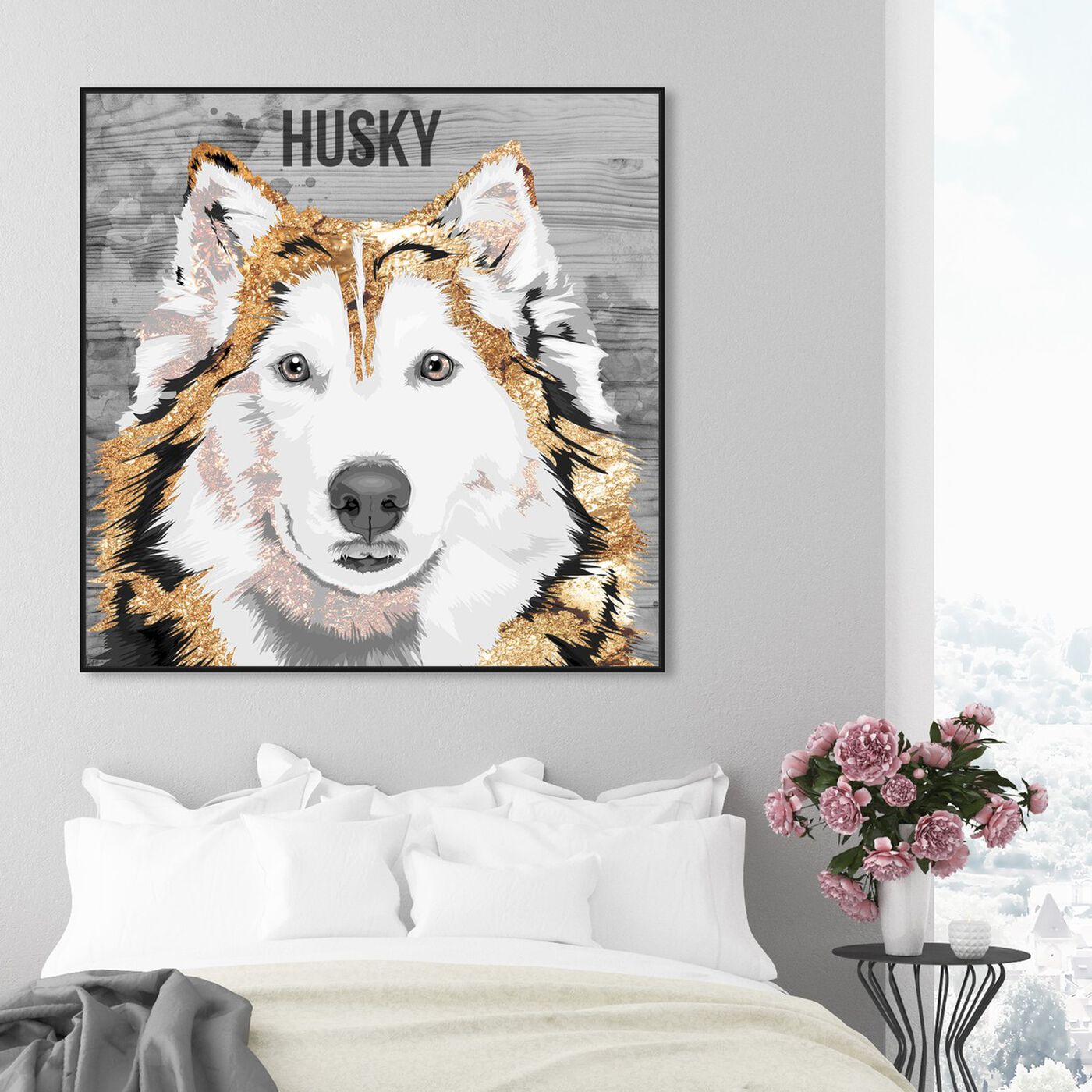 Hanging view of Love My Husky featuring animals and dogs and puppies art.