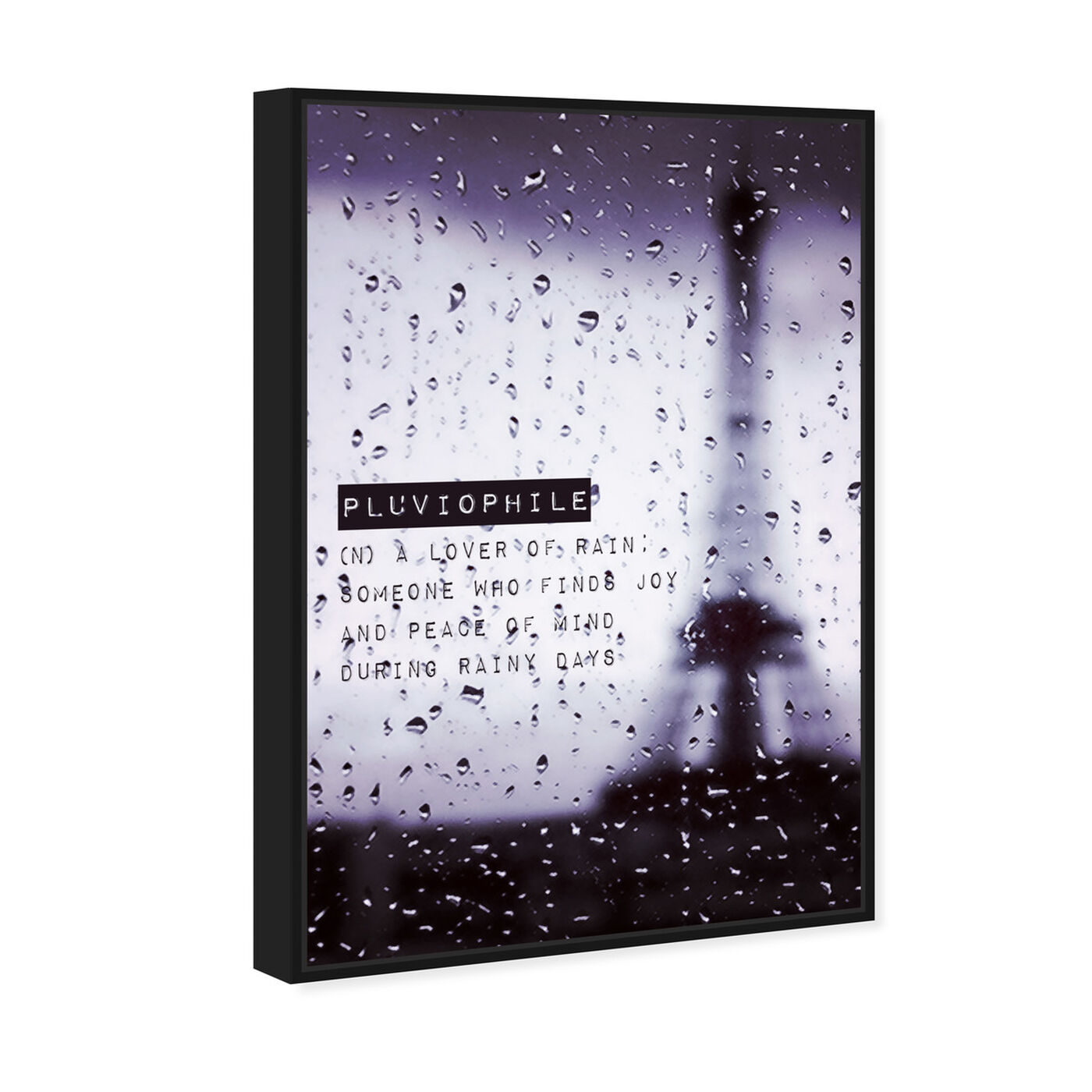 Angled view of Pluviophile featuring typography and quotes and quotes and sayings art.