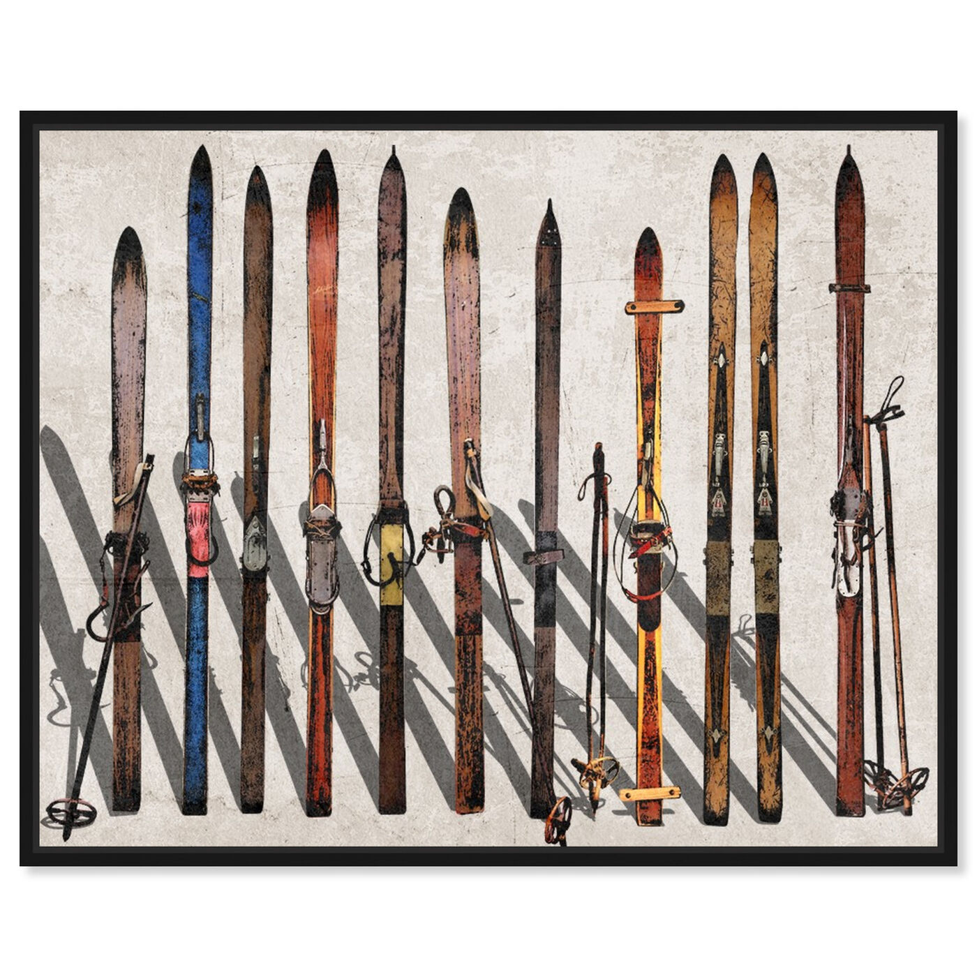 Front view of Vintage Skis featuring sports and teams and skiing art.