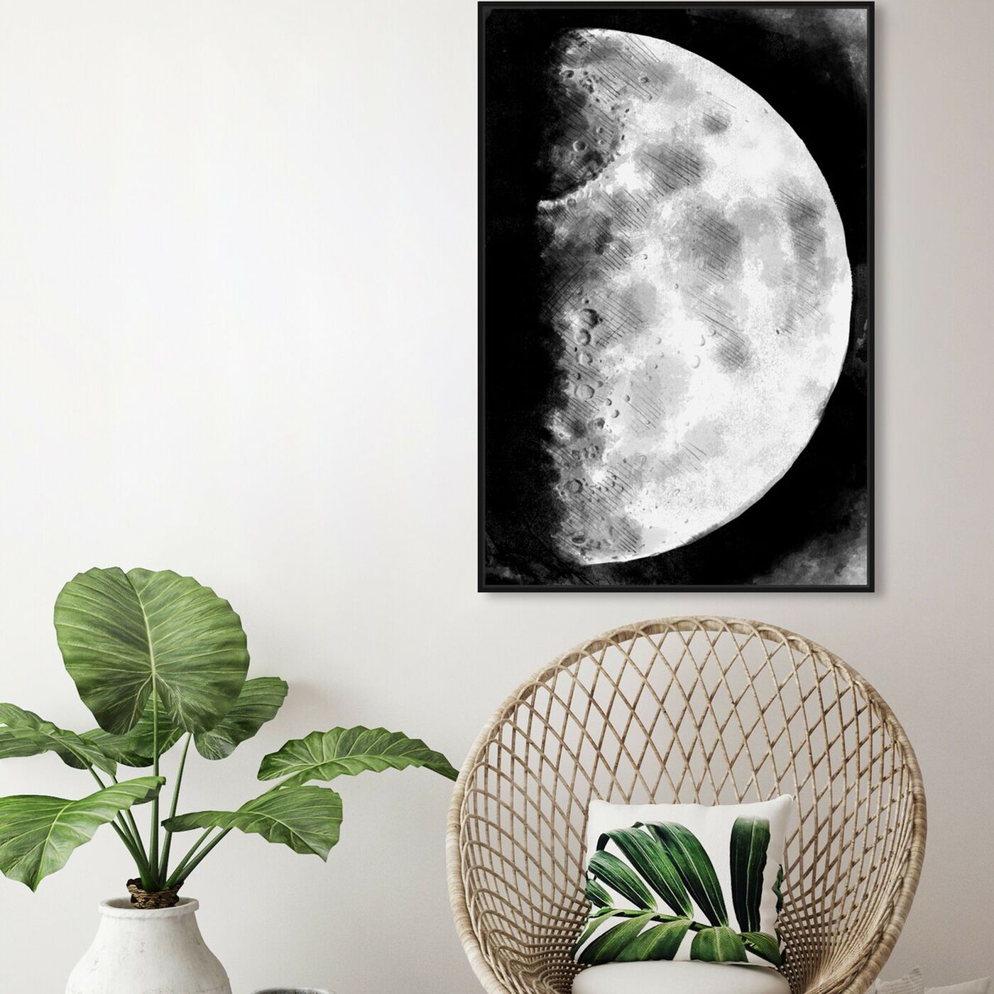 Hanging view of Moon Sketch featuring astronomy and space and moons art.