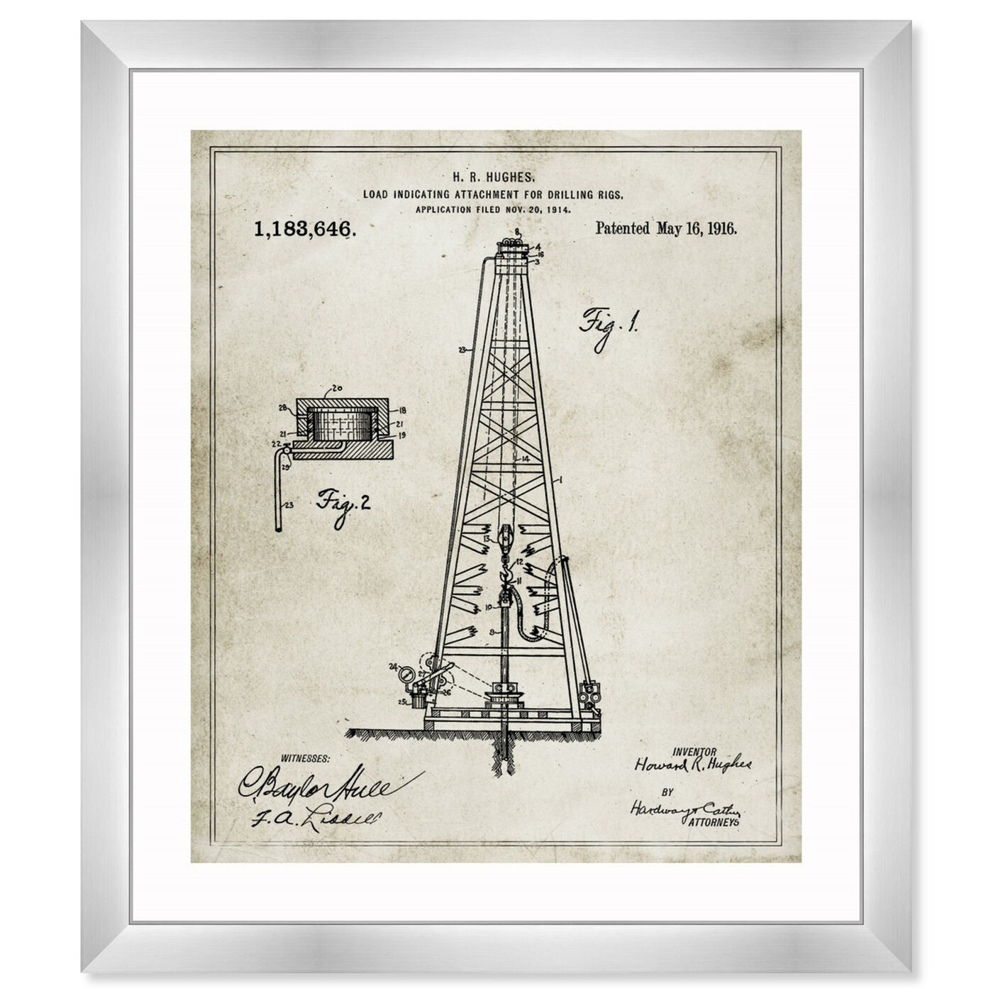 Front view of Drilling-Rigs 1916 featuring architecture and buildings and structures art.