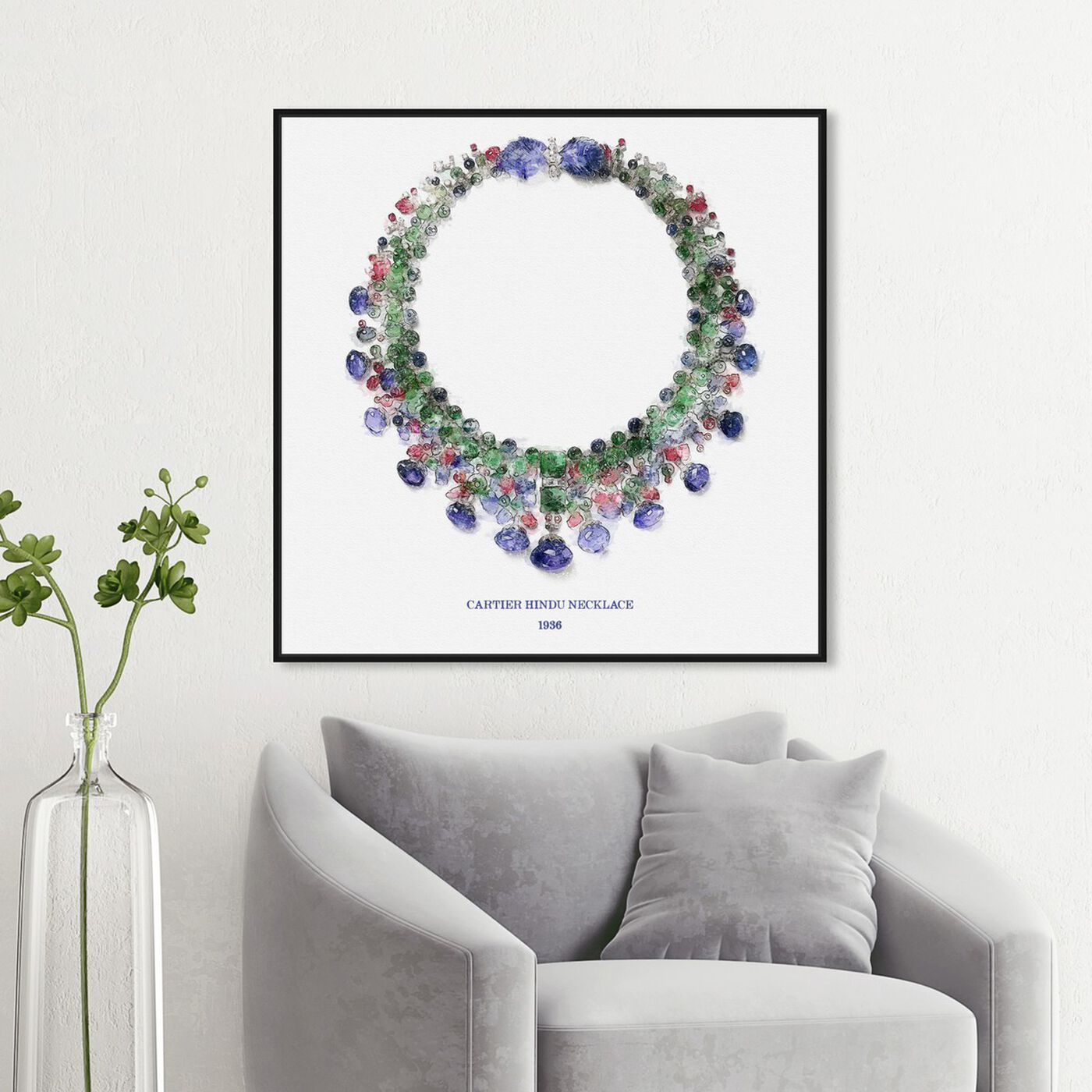 Hanging view of Hindu Necklace 1936 featuring floral and botanical and florals art.