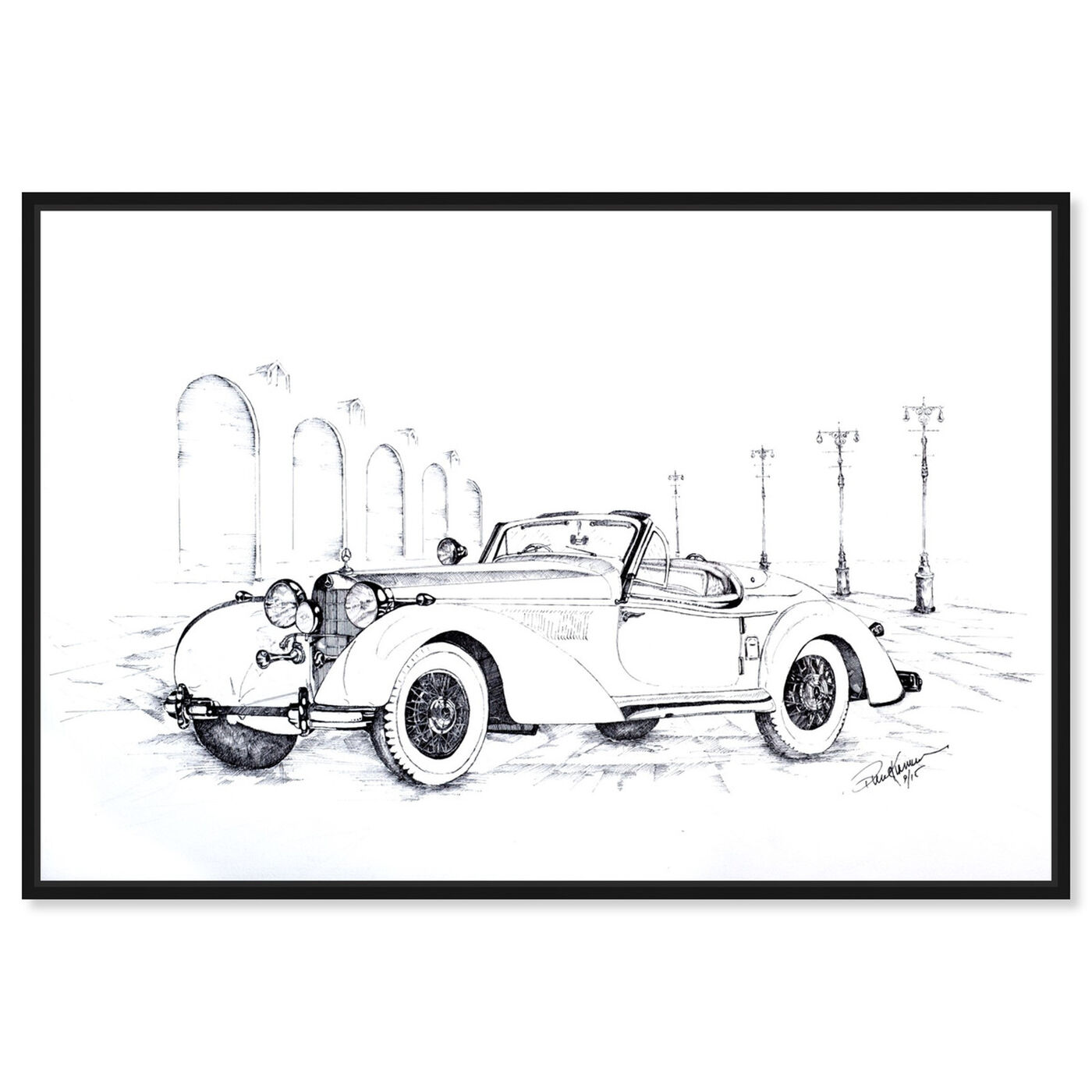 Front view of Paul Kaminer - 1936 Mercedes Roadster featuring transportation and automobiles art.
