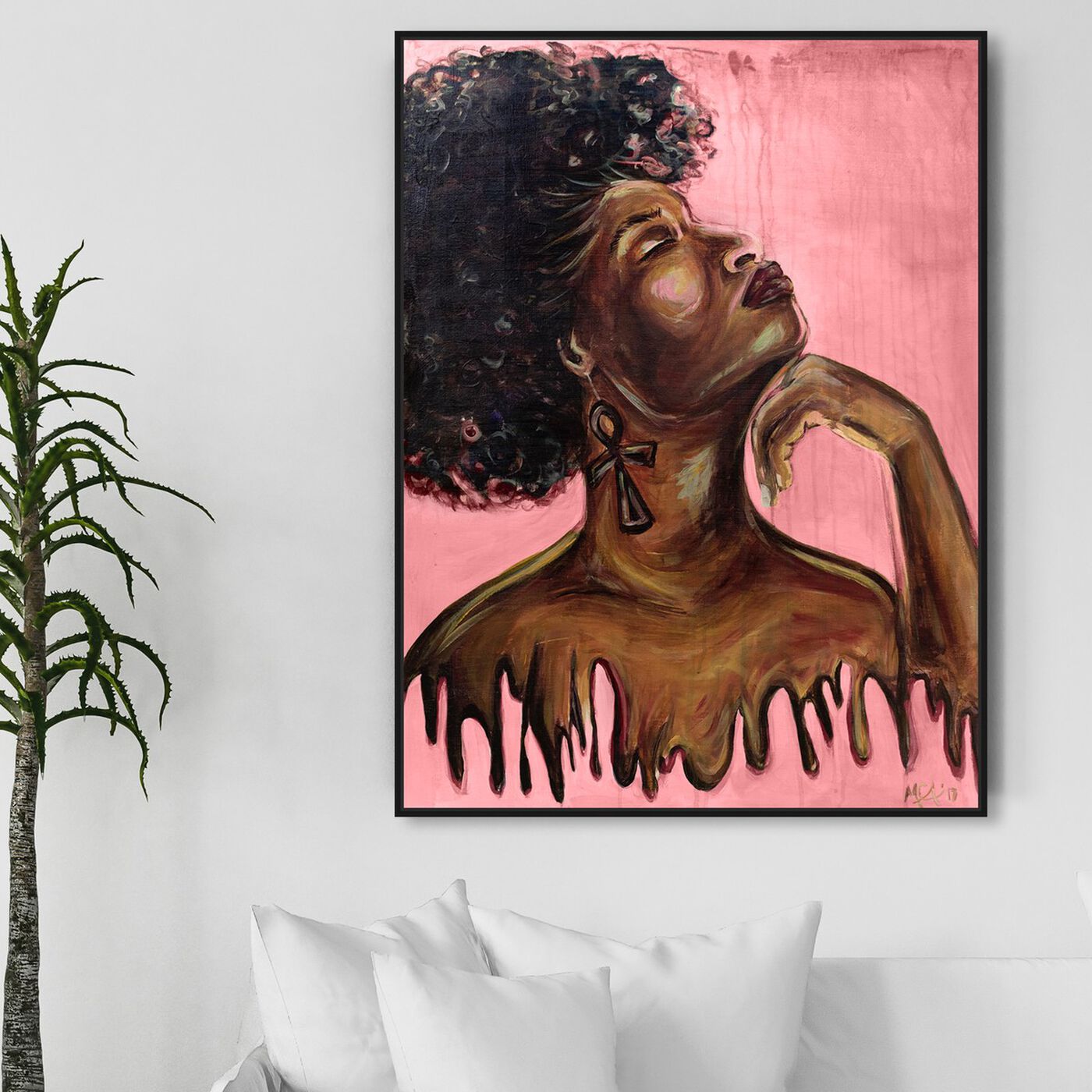Hanging view of Marissa Anderson - Dripping Melanin Blush featuring people and portraits and portraits art.