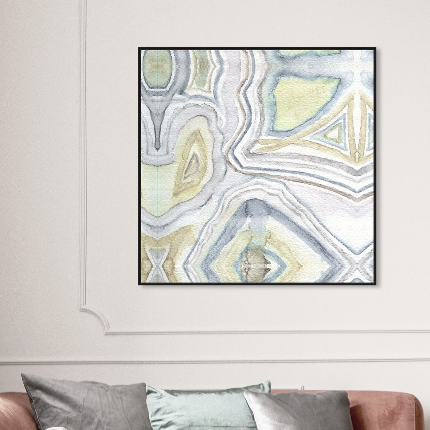 Hanging view of Quartz Matura featuring abstract and crystals art.
