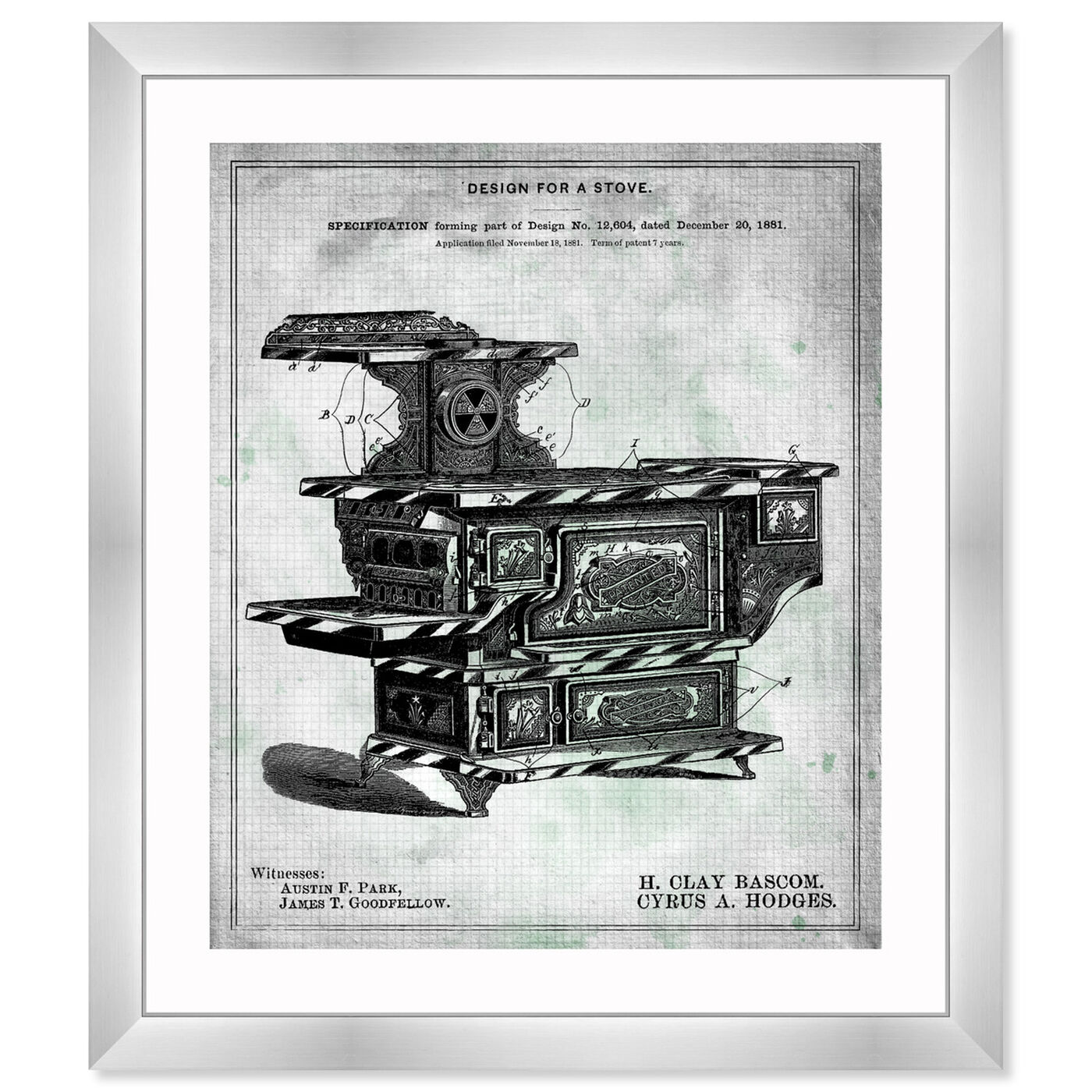 Front view of Design for a Stove VI 1881 featuring food and cuisine and kitchen art.