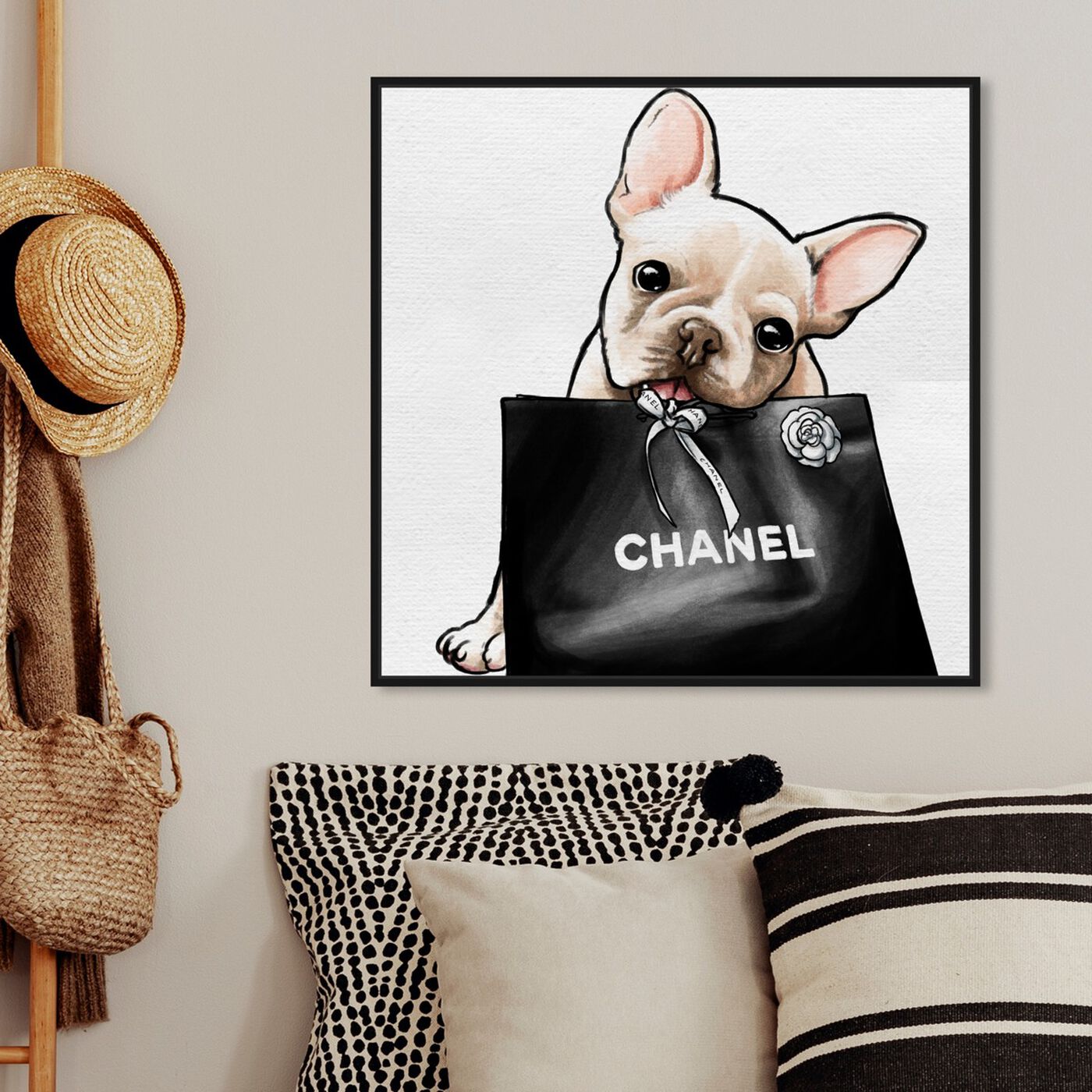 Hanging view of Frenchie Glam featuring animals and dogs and puppies art.