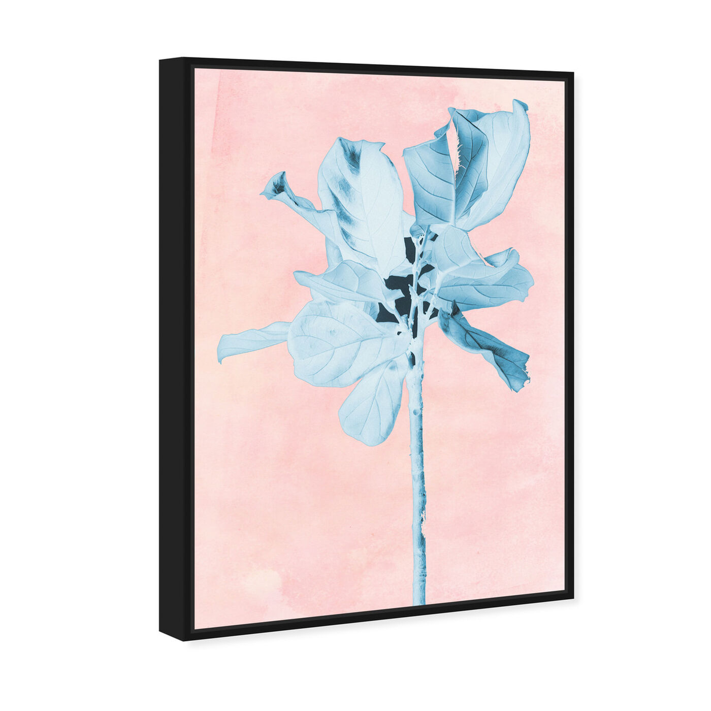 Angled view of Fig Tree Leafy Blue featuring floral and botanical and florals art.