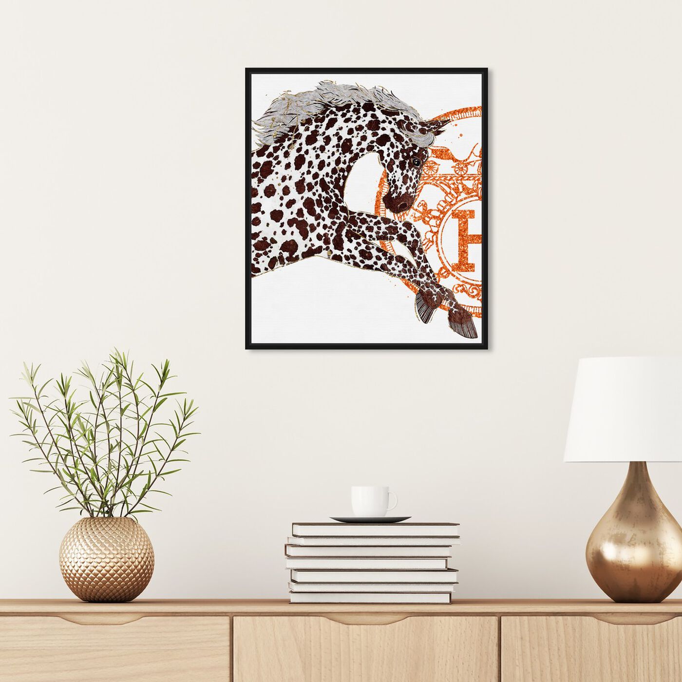 Hanging view of Appaloosa Cavalier I featuring fashion and glam and fashion art.
