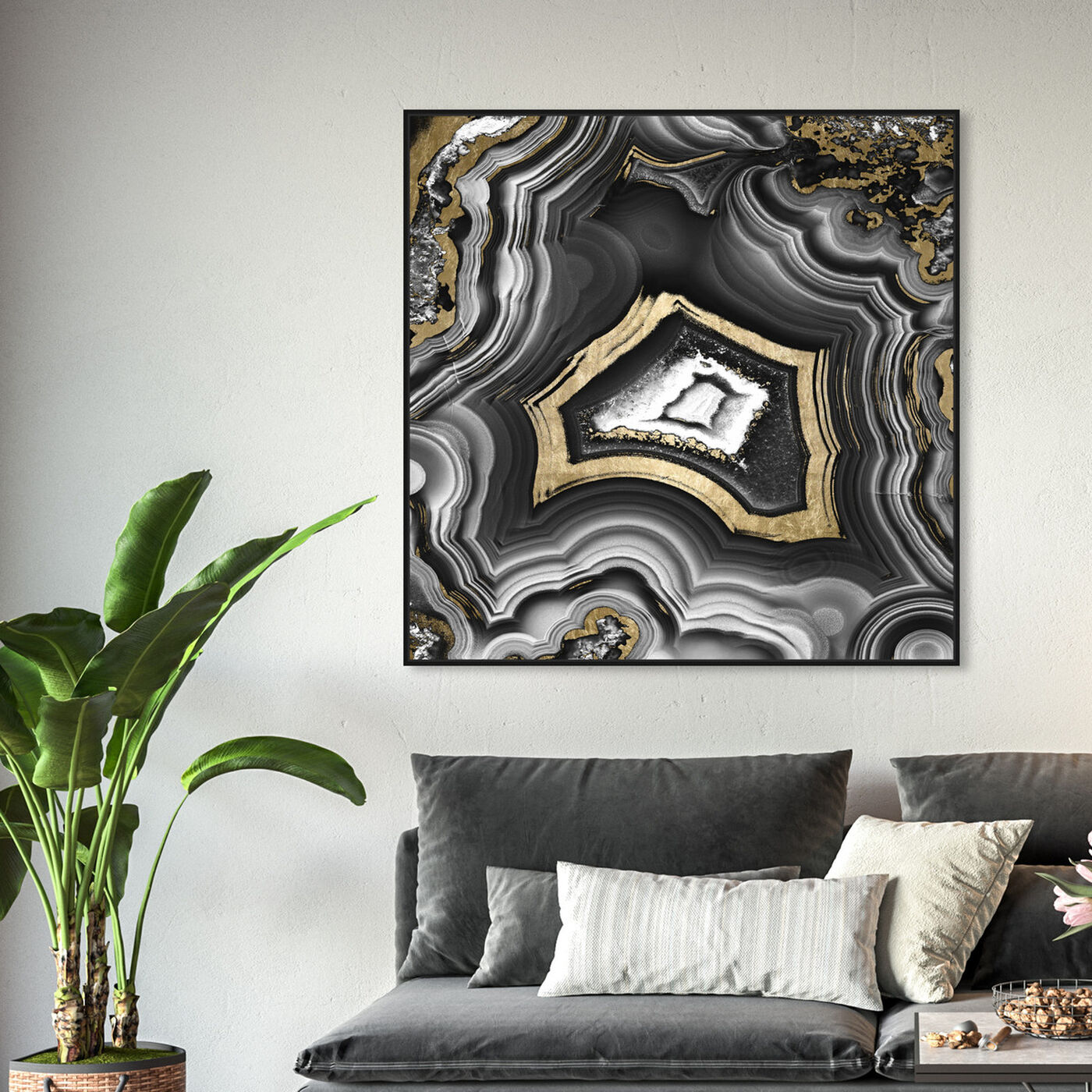 Hanging view of Adoregeo Square featuring abstract and crystals art.