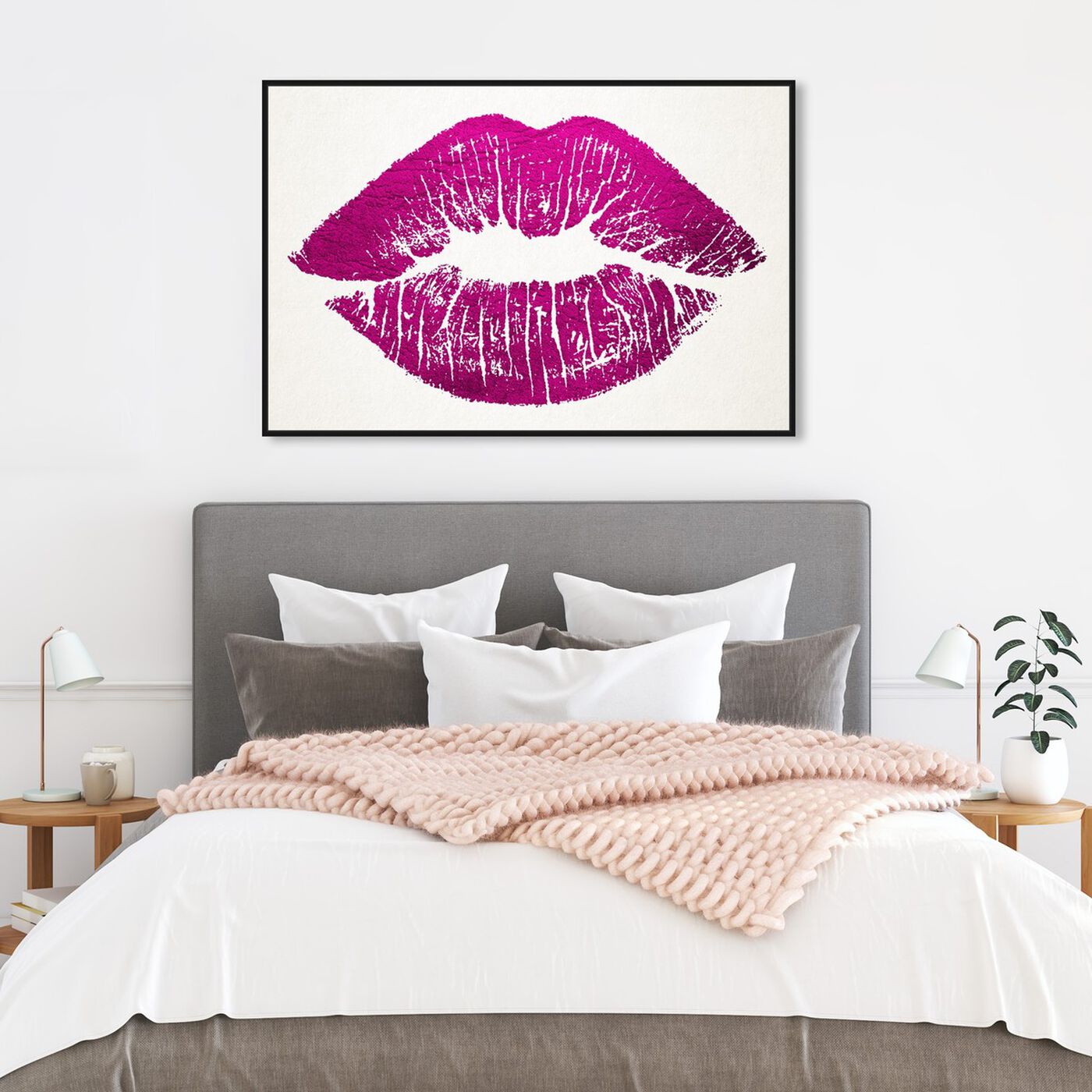 Oliver Gal 'Kiss Me Number 1' Fashion and Glam Wall Art Framed Canvas Print Perfumes - Purple, Gray - 20 x 20 - White