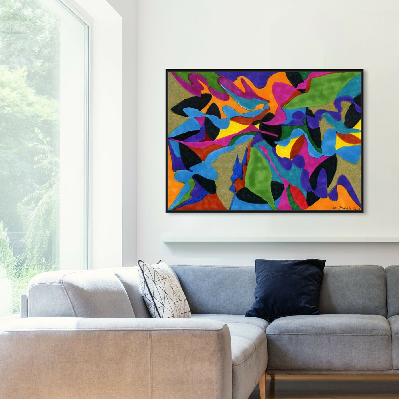 Hanging view of Winding Rivers featuring abstract and paint art.