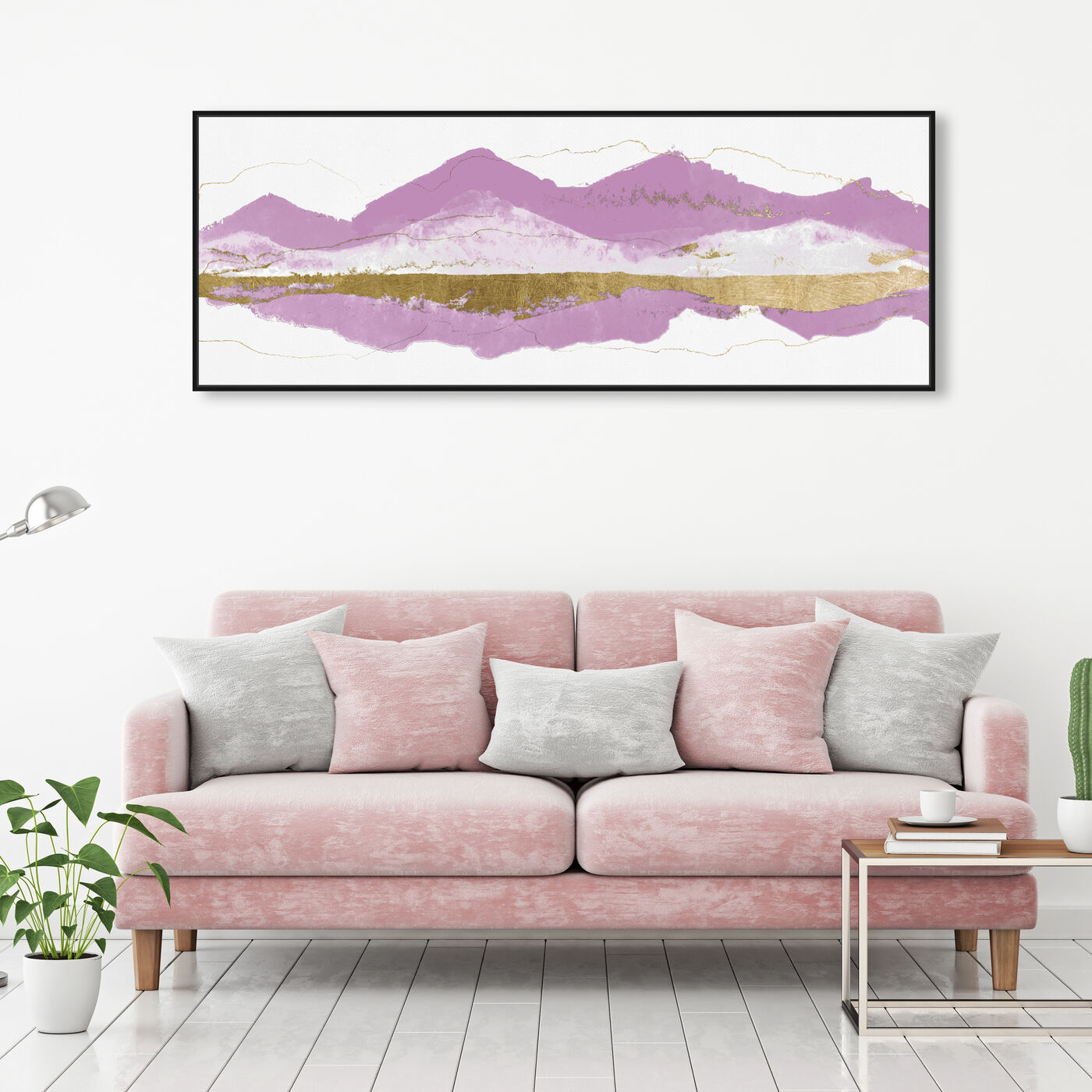Hanging view of Breasties Mountains featuring abstract and shapes art.