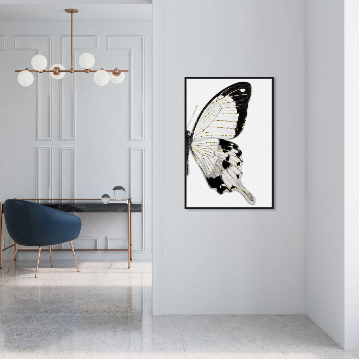 Hanging view of Monochrome Butterfly I featuring animals and insects art.